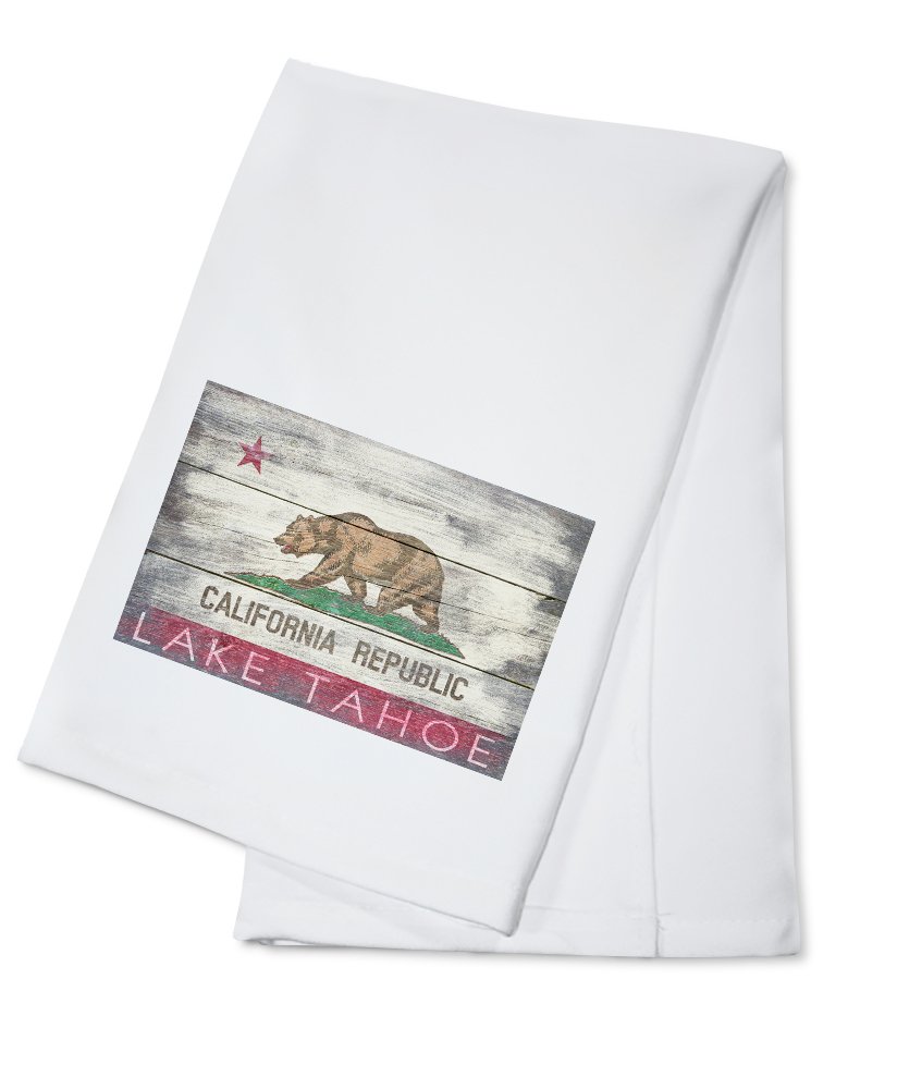 Rustic California State Flag Lake Tahoe Design - 100% Cotton Tea Towel & Decorative Hand Towel for Kitchen, Home Decor | Perfect for Farmhouse, Cabin & Coastal Style Homes