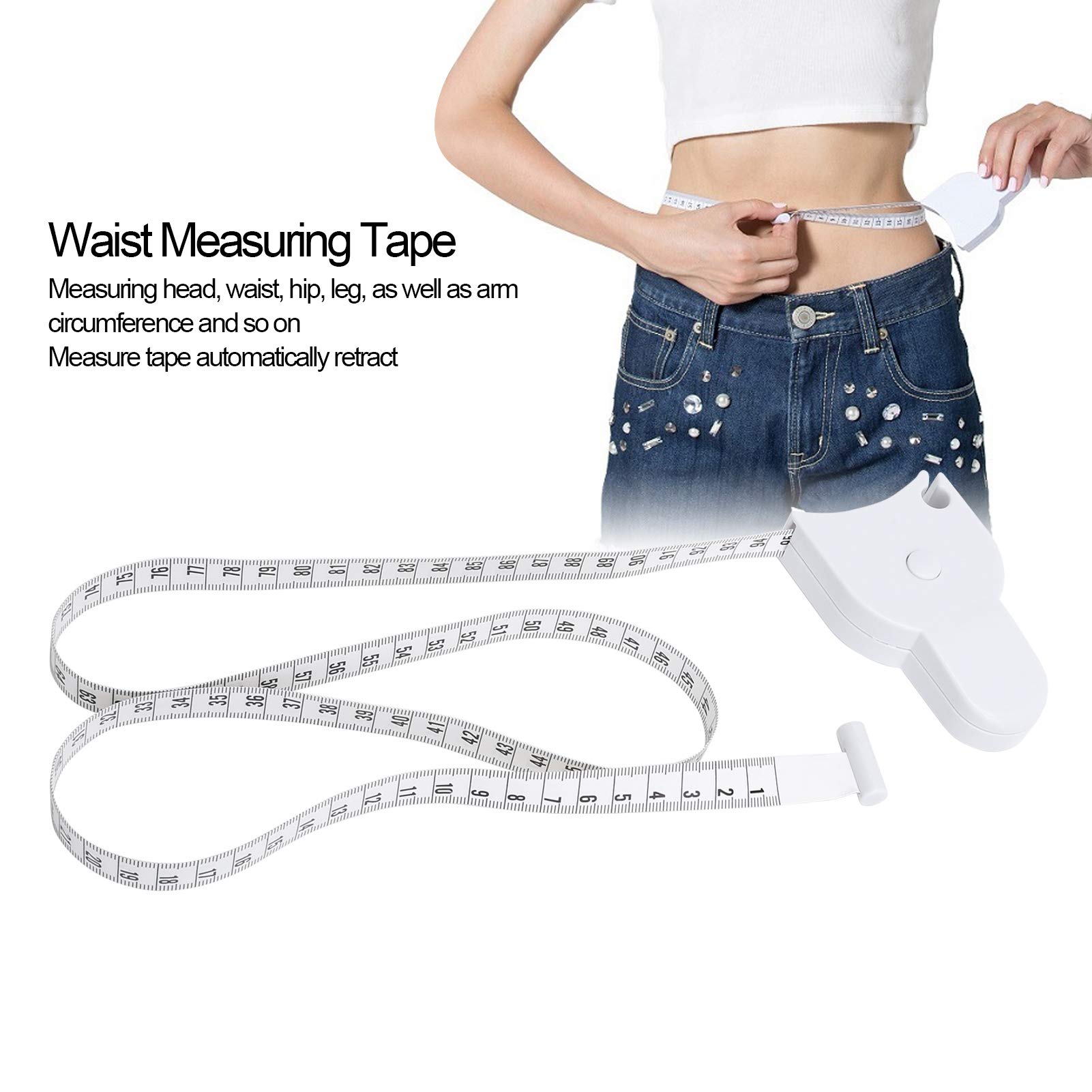 HURRISE Retractable Body Measuring Tape with Lock Pin & Push Button - Double-Sided Soft Tape Measure for Accurate Body Measurements - Perfect for Weight Loss Tracking, Fitness Progress & Tailoring