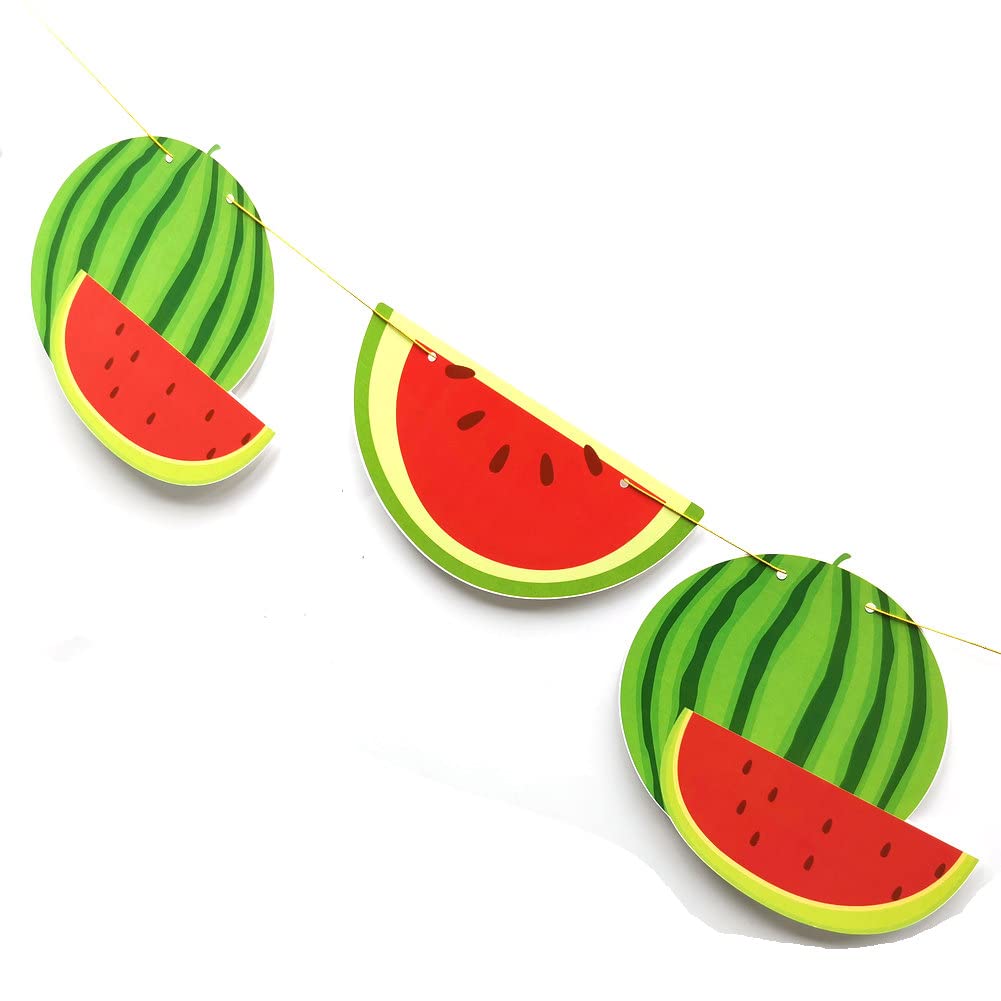Watermelon Birthday Banner - Watermelon Party Decorations for Baby Shower & Kids Theme Party - Pre-Strung Hanging Decor for Summer Parties, Backyard BBQs, and Birthday Celebrations