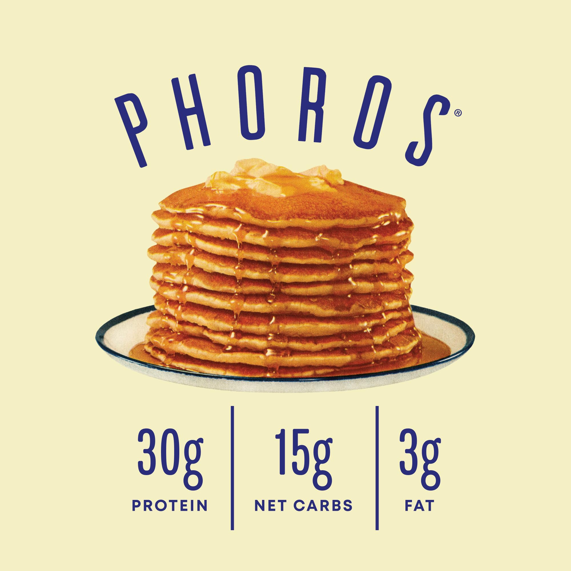 Phoros Nutrition Protein Pancake & Waffle Mix - 30g Protein, Low Carb, Keto-Friendly with Whey Protein & Whole Grains - Just Add Water (Buttermilk) - Perfect for Breakfast, Post-Workout & Healthy Lifestyle