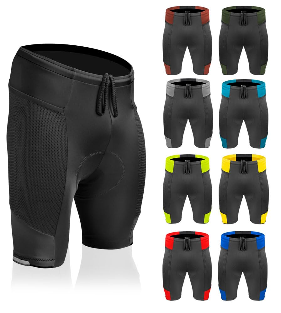 **Men's Gel Touring Padded Bike Shorts - Breathable & Comfortable Cycling Shorts with Innovative Mesh Pockets - Made in USA - Perfect for Long-Distance Cycling & Outdoor Adventures**