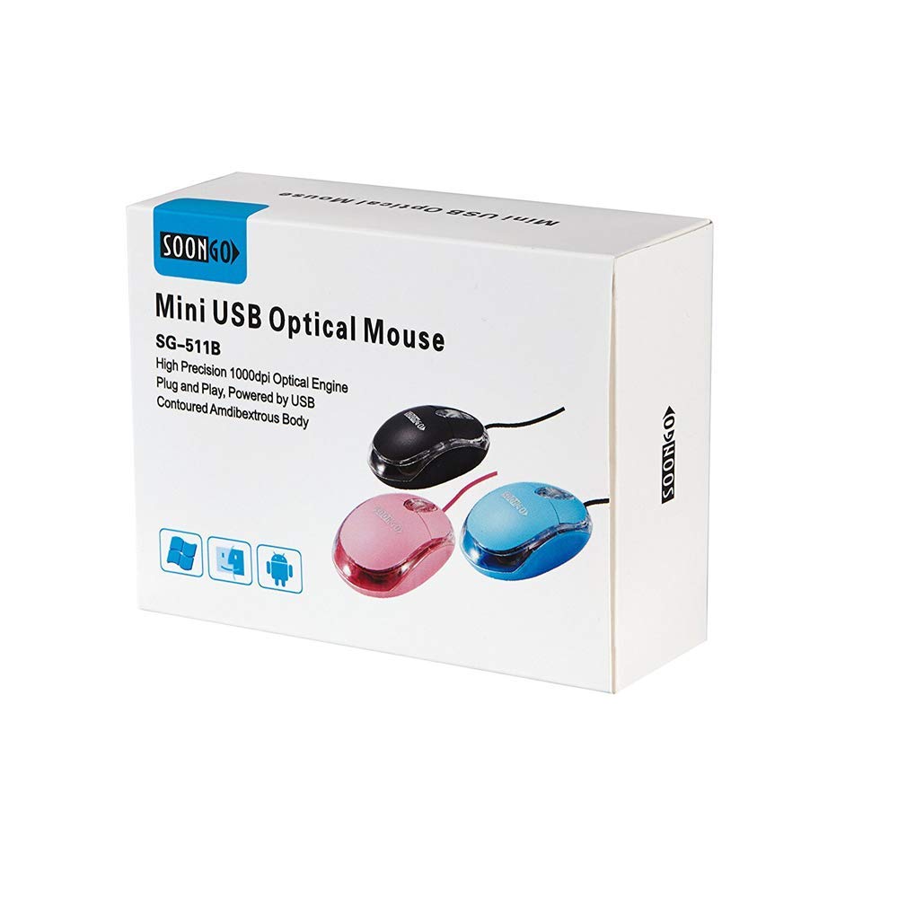 SOONGO Wired Optical Computer Mouse with Mini USB, 1.5M Cable, Black - Ideal for PC, Laptop, and Desktop Use in Home, Office, and Gaming