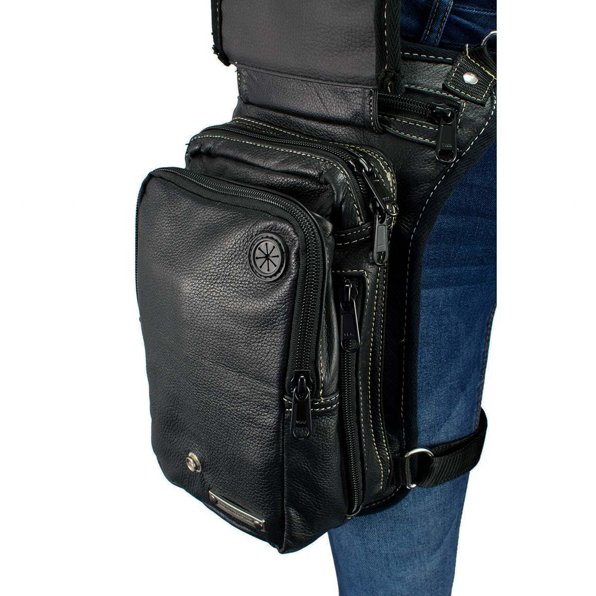 Milwaukee Leather MP8899 Conceal Carry Thigh Holster Bag - Black Leather Waist Belt for Pistol & Accessories - Perfect for Hiking, Travel & Outdoor Activities