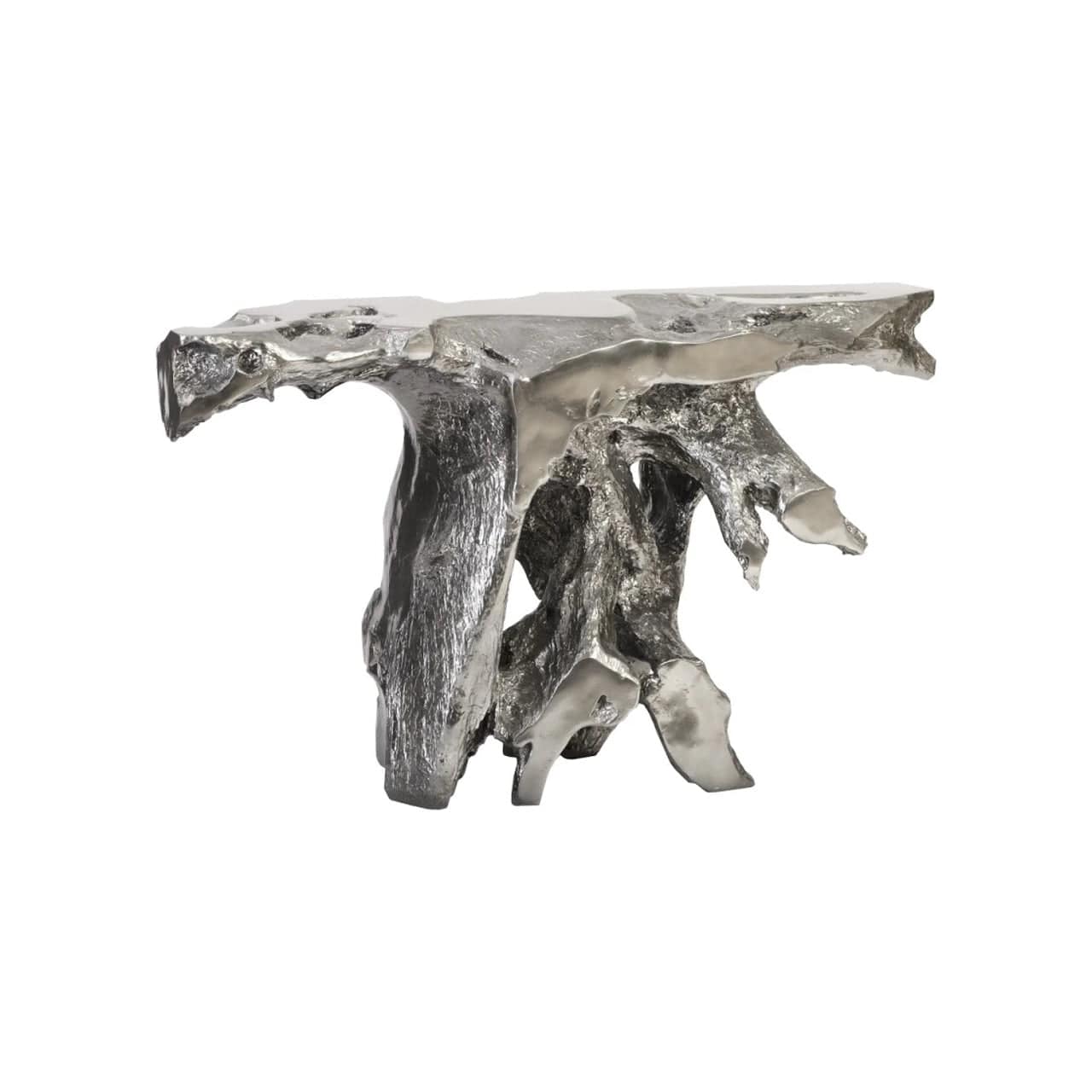 Brivo Freeform Silver Console Table - Modern Entryway Sofa Table for Hallway, Living Room & Bedroom Decor - Slim & Stylish Metal Design for Small Spaces