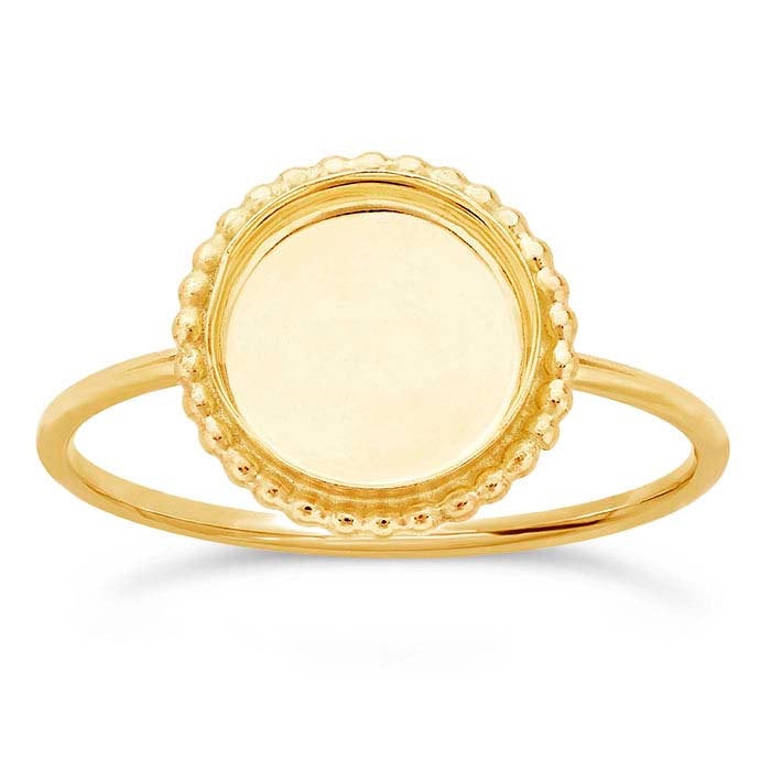 14K/20K Yellow Gold Filled Beaded Round Cabochon Ring Mounting - 6mm, 8mm, 10mm, 12mm Sizes - Blank Cab Setting (Size 6-8) - Perfect for Jewelry Making, DIY Craft Projects, and Custom Ring Designs