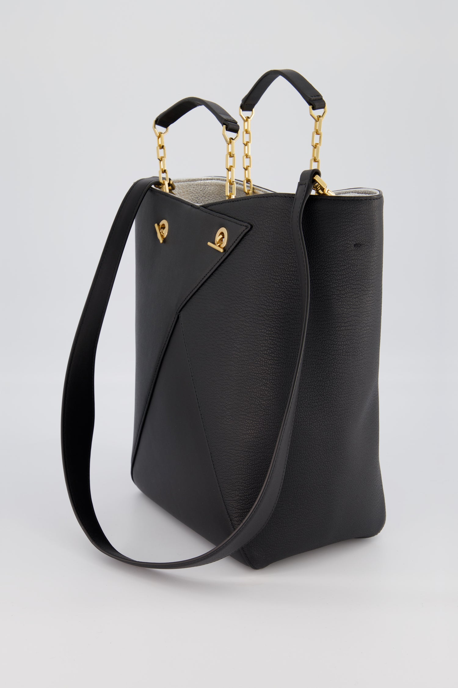Volon Black Mani Shopper Bag - Stylish Leather Tote for Women | Perfect for Work, Travel & Everyday Use