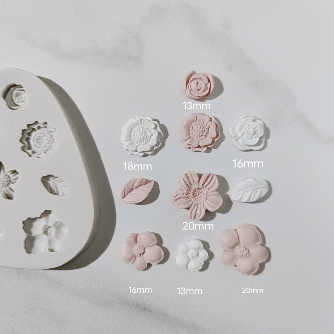 2Pcs Flower Polymer Clay Molds for Jewelry Making - Daisy Sunflower Rose Miniature Silicone Molds (13 Flowers) - Perfect for DIY Earrings, Pendants & Home Decor Crafts