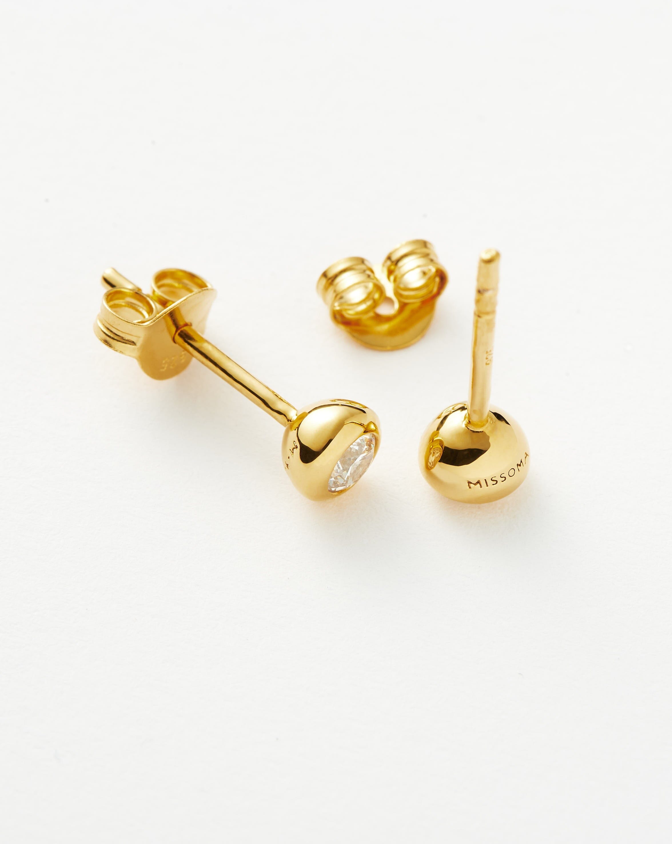 Classic Stone Stud Earrings - 18k Gold Vermeil & Cubic Zirconia | Elegant Jewelry for Women, Perfect for Everyday Wear, Parties & Gifts