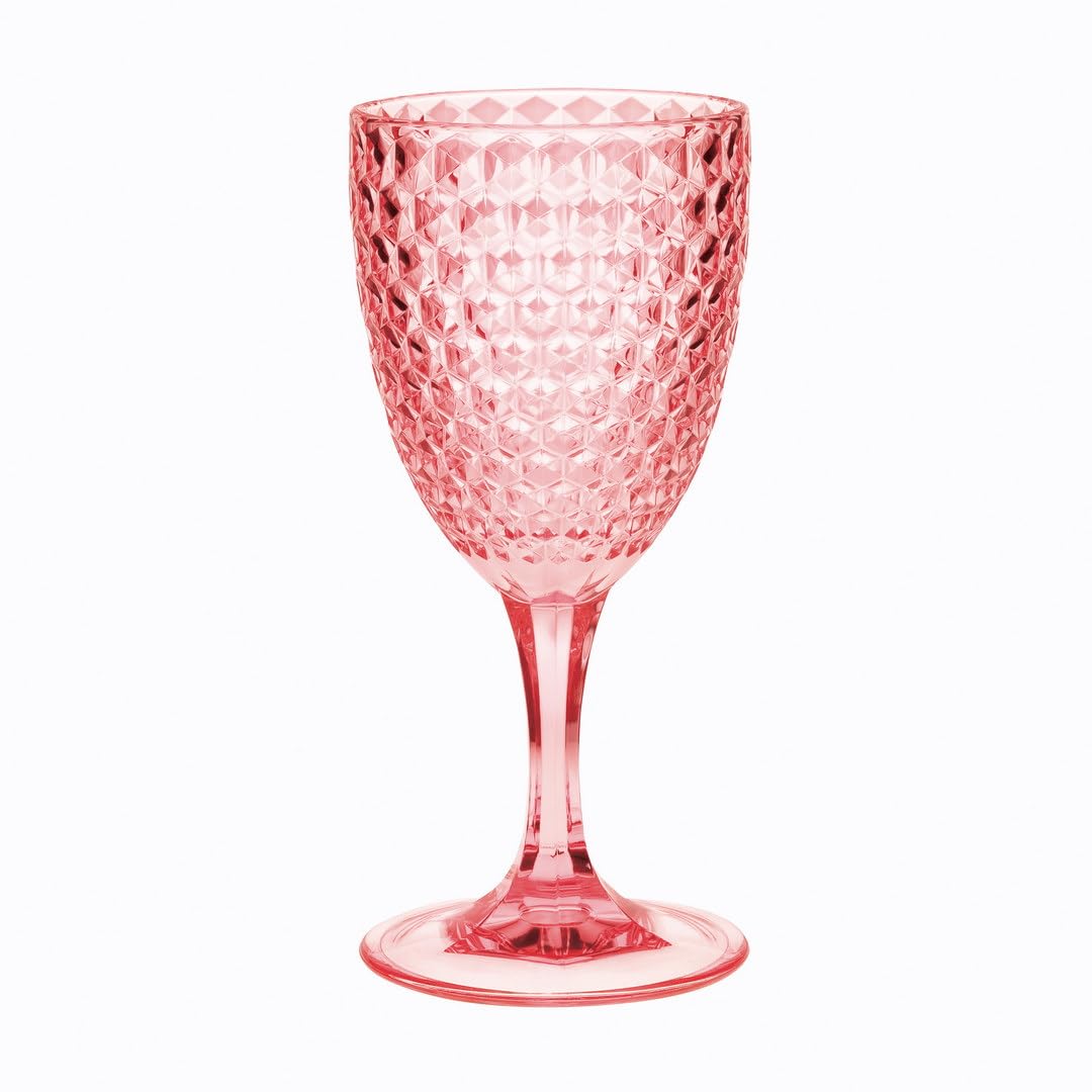 Premium Diamond Cut Acrylic Wine Glasses Set of 4 (12oz) - Shatterproof, BPA-Free Plastic Wine Cups for Red & White Wine - Perfect for Outdoor Picnics, Pool Parties & RV Travel