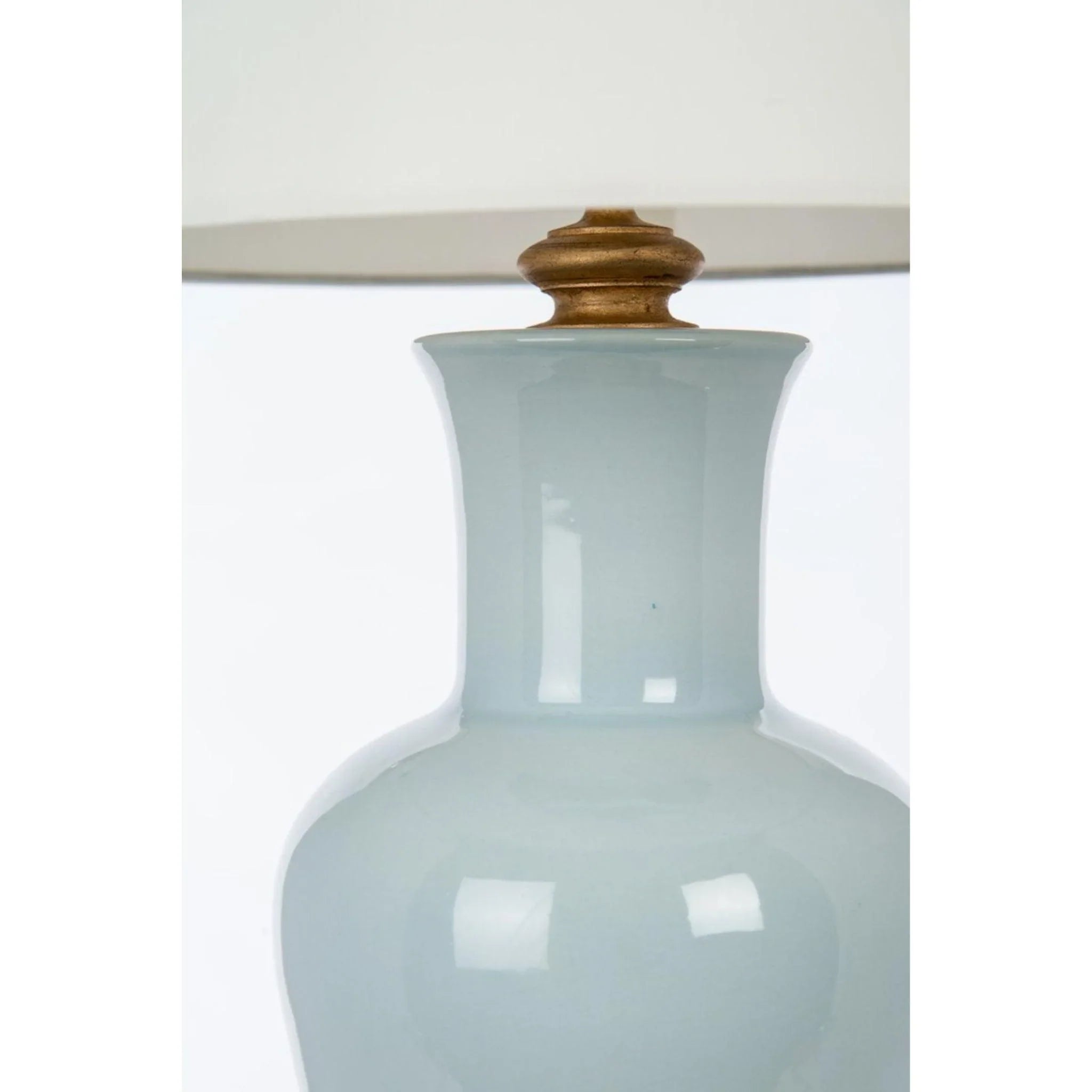 Amelie Blue Ceramic Table Lamp with Gold Leaf Base - Modern Bedside & Living Room Lighting for Home Decor