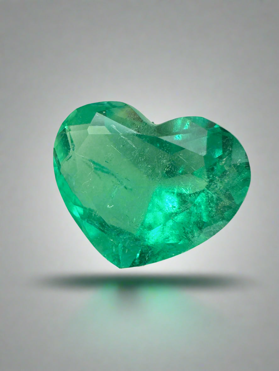 2.76 Carat 9x11mm Bright Medium Green Natural Loose Colombian Emerald Heart Cut Gemstone for Jewelry Making, Engagement Rings & Luxury Gifts