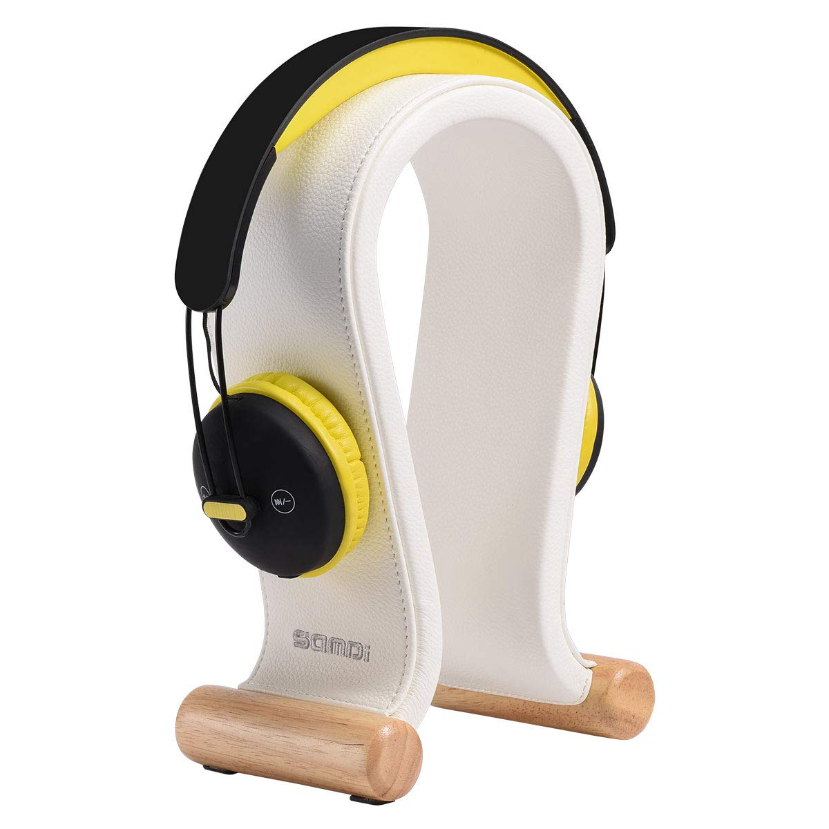 Premium SAMDI Leather Headphone Stand - Universal Gaming Headset Holder with Non-Slip Base (White) - Perfect for Desk Organization & Gaming Setup Accessories