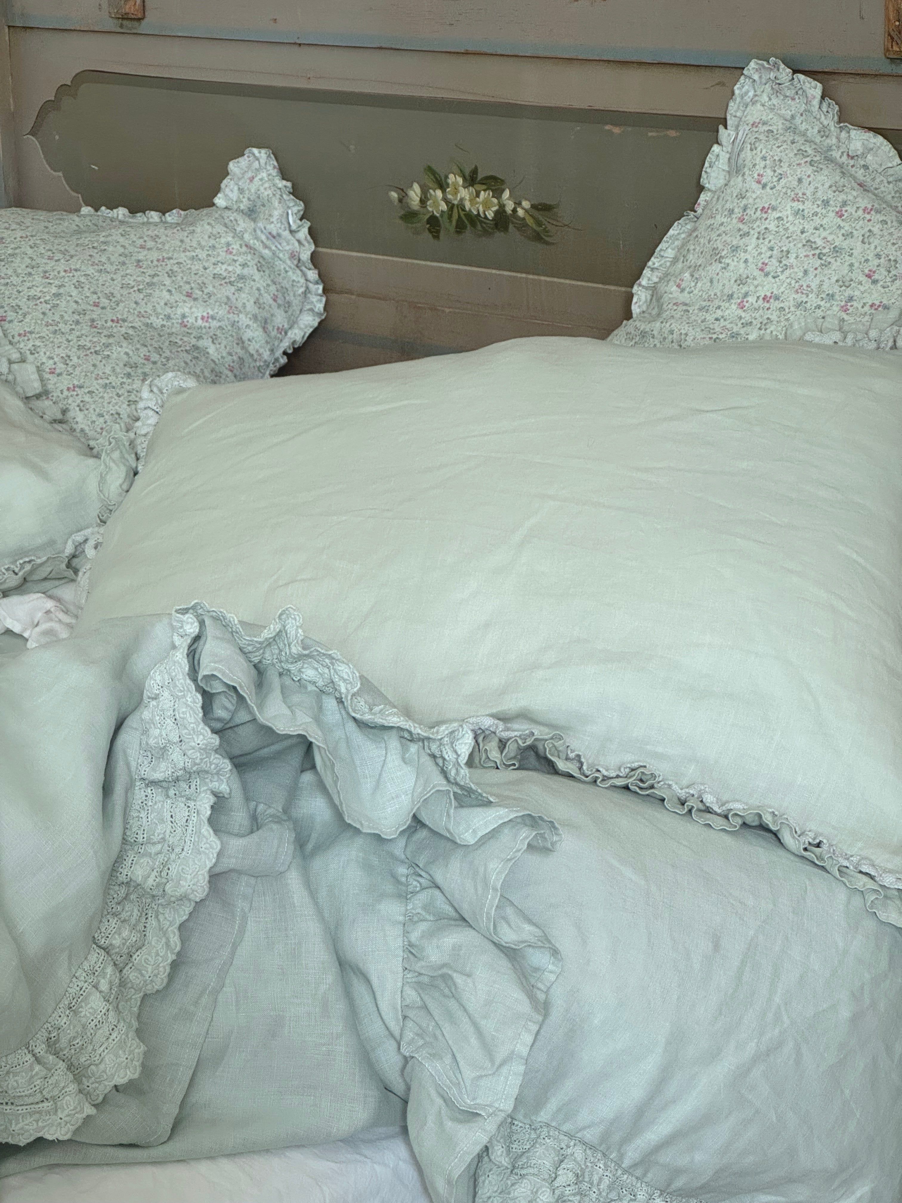 Rachel Ashwell® Princess Teal Linen Bedding Set - Soft 100% Flax Linen Sheets & Duvet Cover - Breathable Luxury Bedding for Master Bedroom, Guest Room & Vacation Homes
