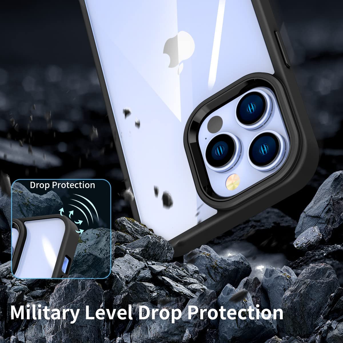 iPhone 14 Pro Case - Clear PMMA Hybrid Protective Cover with Aluminum Buttons | Slim Shockproof Design for Everyday Use & Travel Protection