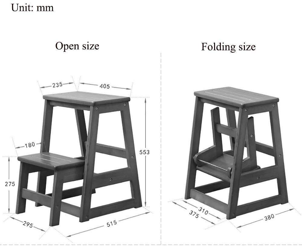Wooden Step Stool with 2 Steps, Foldable Creative Multifunctional Ladder Stool for Home - Dual Use as Step Ladder & Seat (Color: Brown) - Perfect for Kitchen, Bathroom & Kids' Room