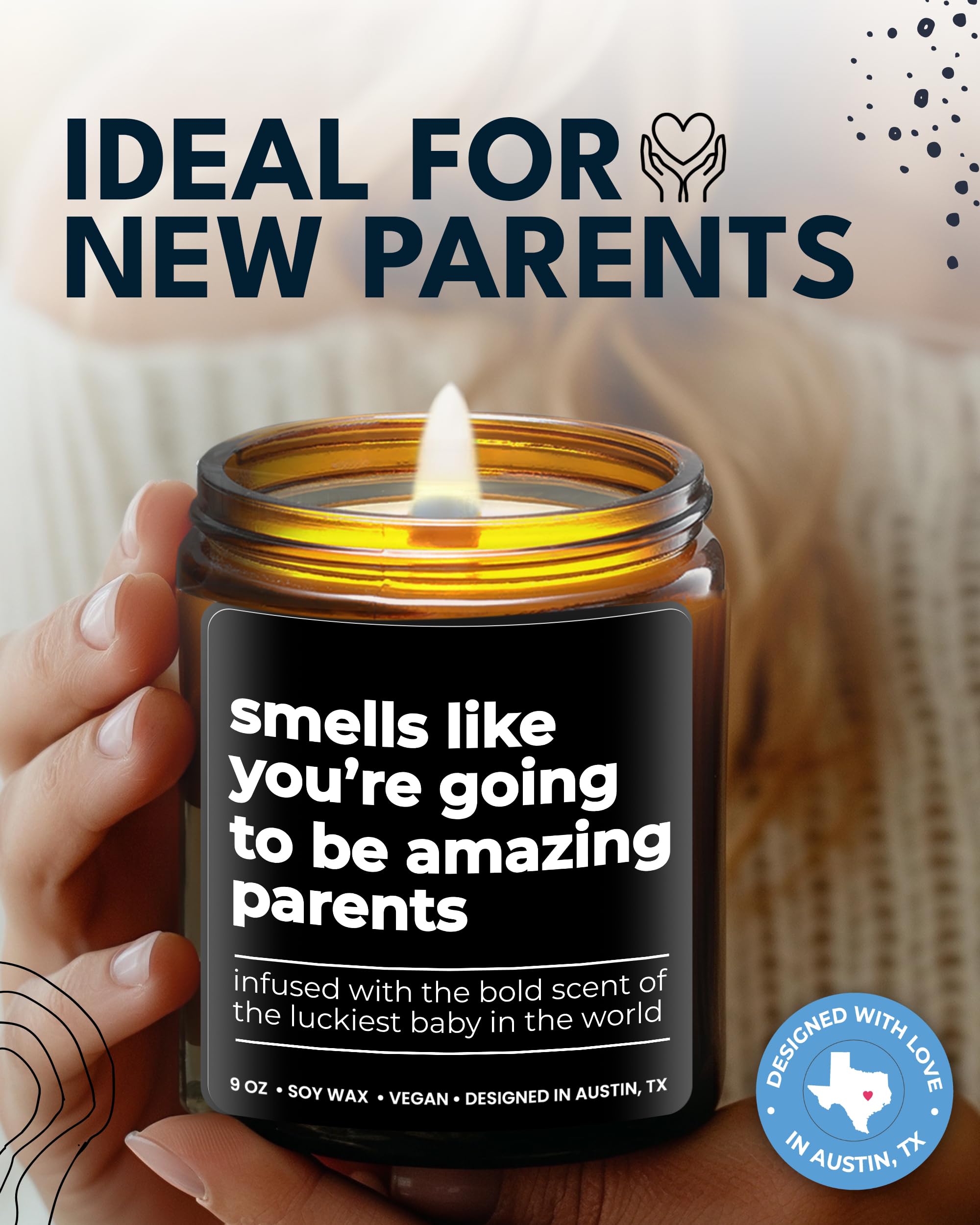 Unique New Parents Candle - Thoughtful Gender Reveal Gift for Mom & Dad, Perfect for Mother's Day & Father's Day - Ideal for Baby Showers, Nurseries & New Parent Celebrations