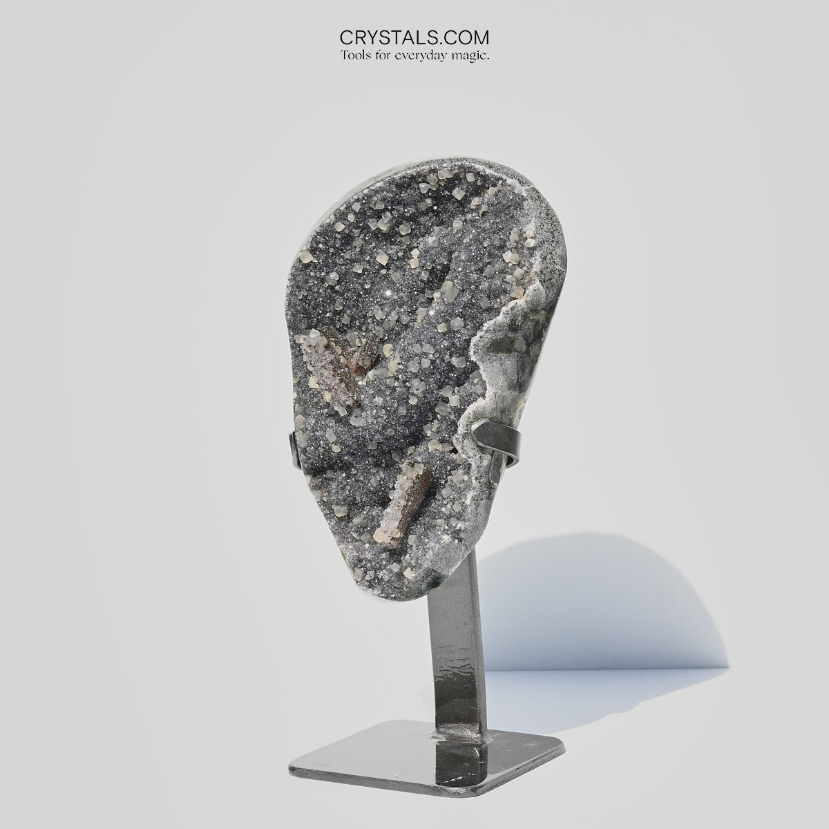 Natural Green Amethyst & Calcite Geode on Display Stand - 11 Inch Healing Crystal for Home Decor, Meditation & Spiritual Gifts