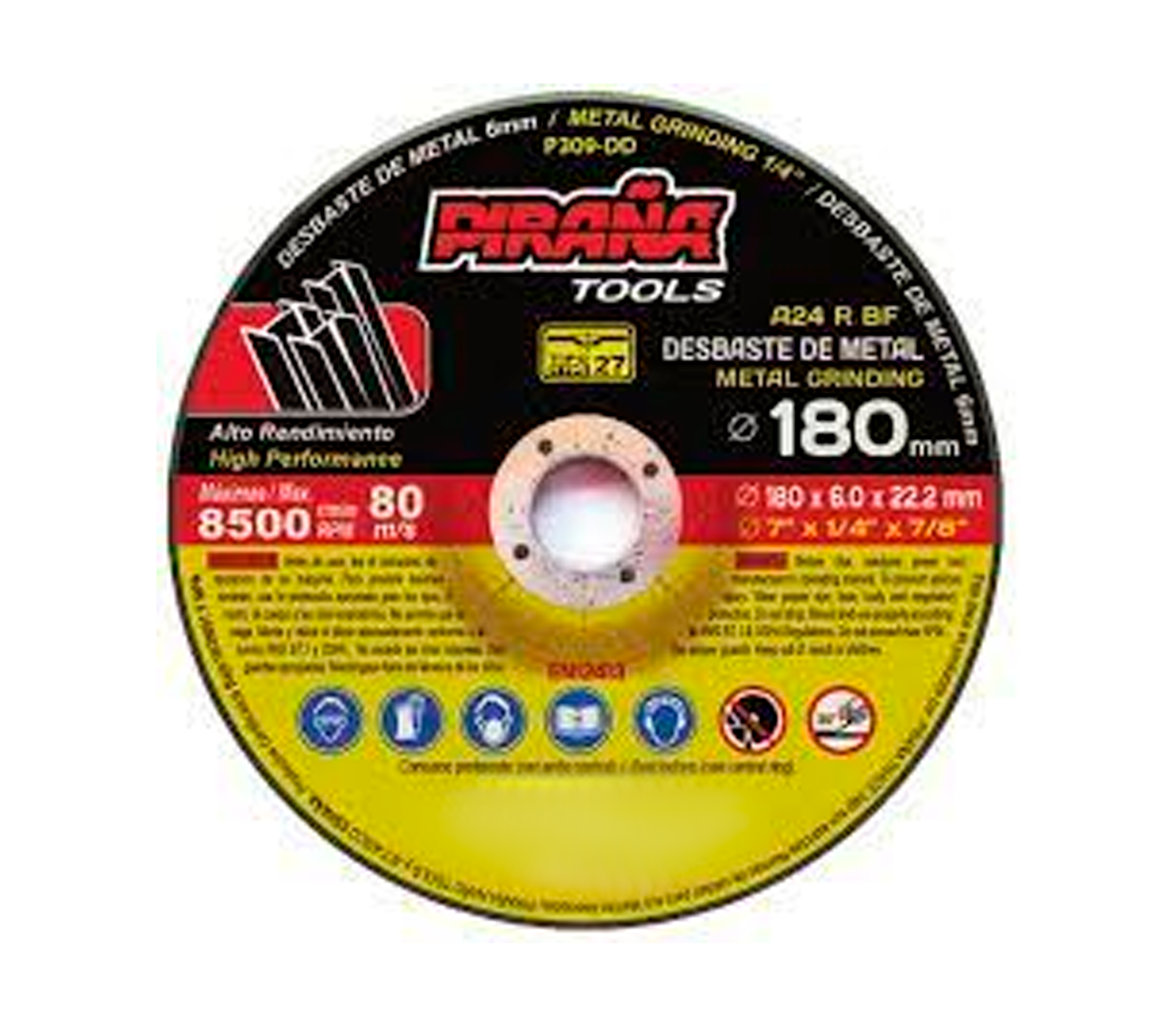 7X1/4 X 7/8 S809DD Piranha Grinding Disc - Premium Cutting Wheel for Metal, Stone & Concrete - Perfect for Construction, Welding & DIY Projects