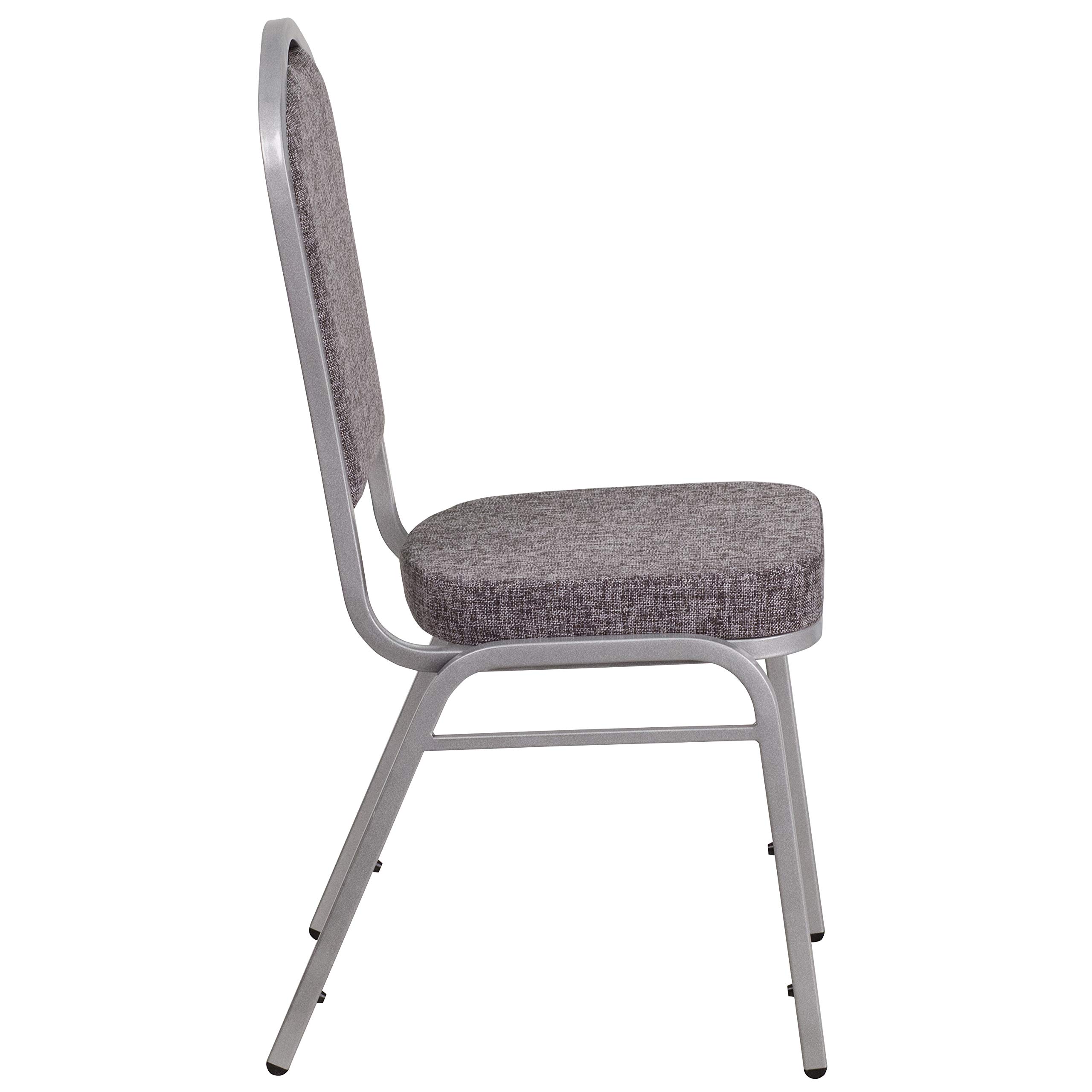 4 Pack Stackable Banquet Chairs with Herringbone Fabric & Silver Metal Frame - Perfect for Weddings, Events, and Home Dining