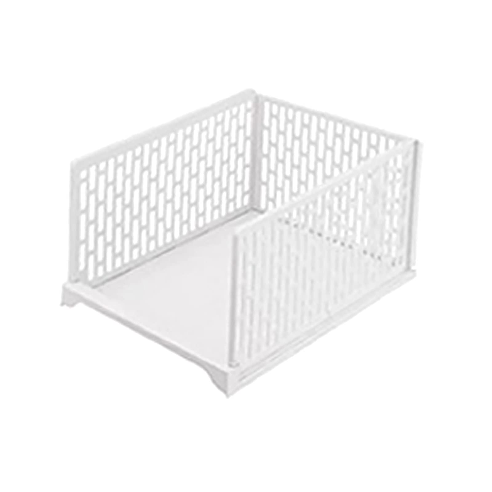 Fukasse Collapsible Stackable Storage Bins - Plastic Closet Organizer Baskets for Wardrobe, Drawer & Shelf - Home Office Bedroom Cabinet Pantry Storage Solutions - Perfect for Clothes, Toys & Household Organization
