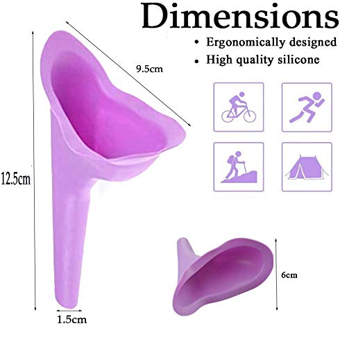 2 Pack Reusable Silicone Female Urination Device - Portable Women's Urinal Funnel for Standing Pee - Camping, Hiking, Travel & Outdoor Activities - Ideal for Road Trips, Festivals & Public Restrooms