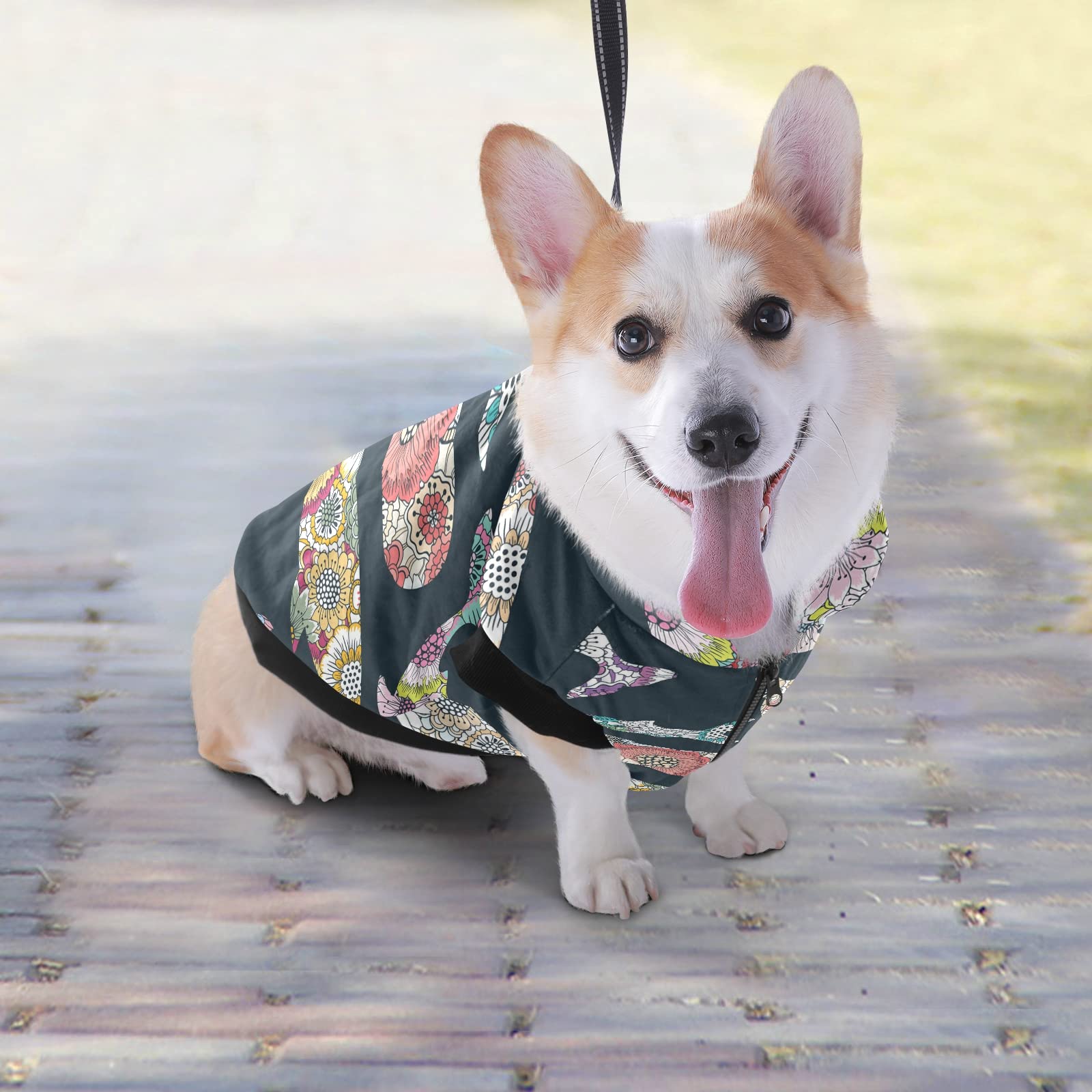 Floral Whales Dog Winter Coat - Warm Windproof Cozy Jacket for Small Medium Large Dogs | Pet Clothes for Cold Weather, Outdoor Walks & Winter Adventures