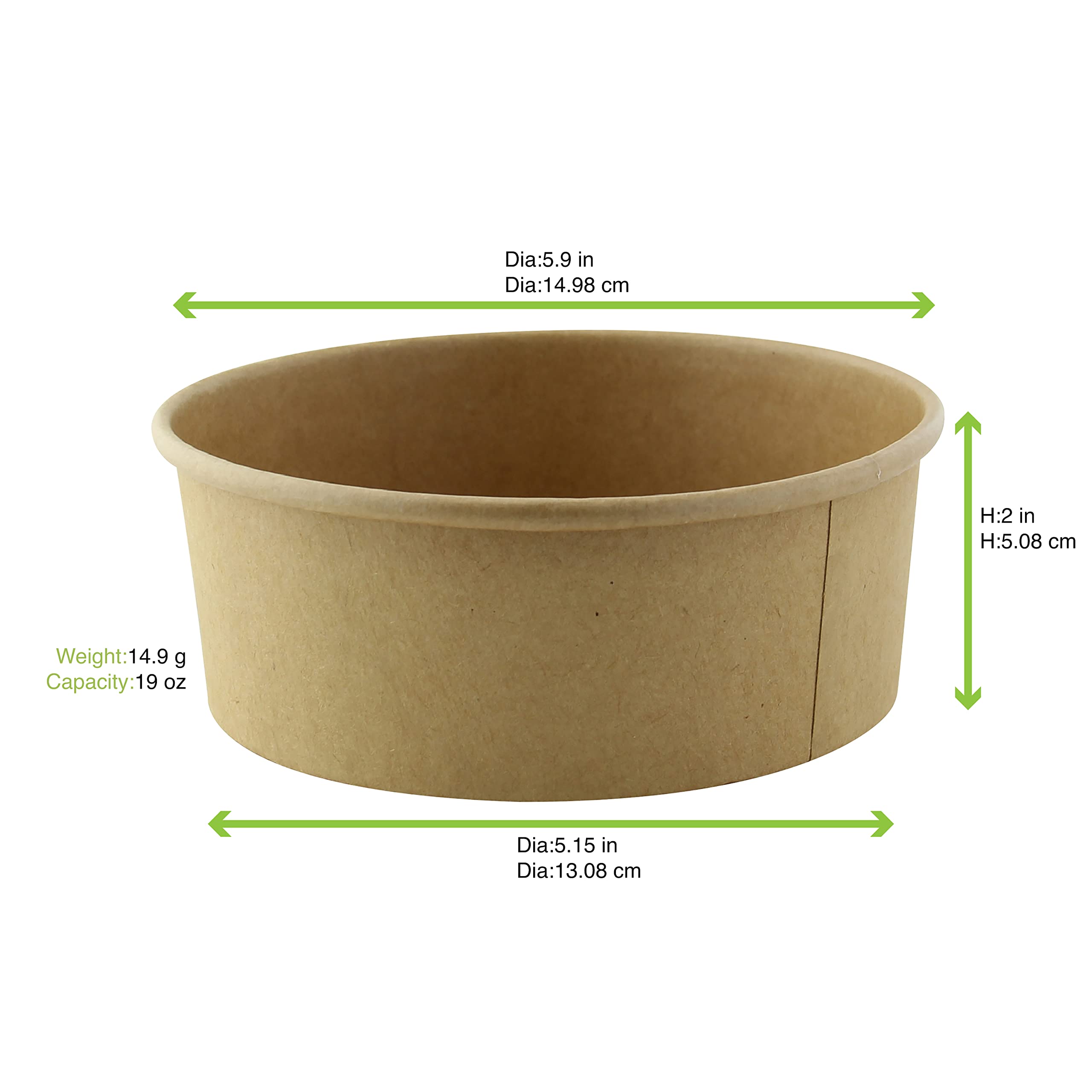 PacknWood 360-Pack 20oz Round Kraft Paper Soup Bowls - Disposable Brown To-Go Containers, 5.9in Diameter x 2in Height - Eco-Friendly Takeout Cups for Restaurants, Catering & Picnics