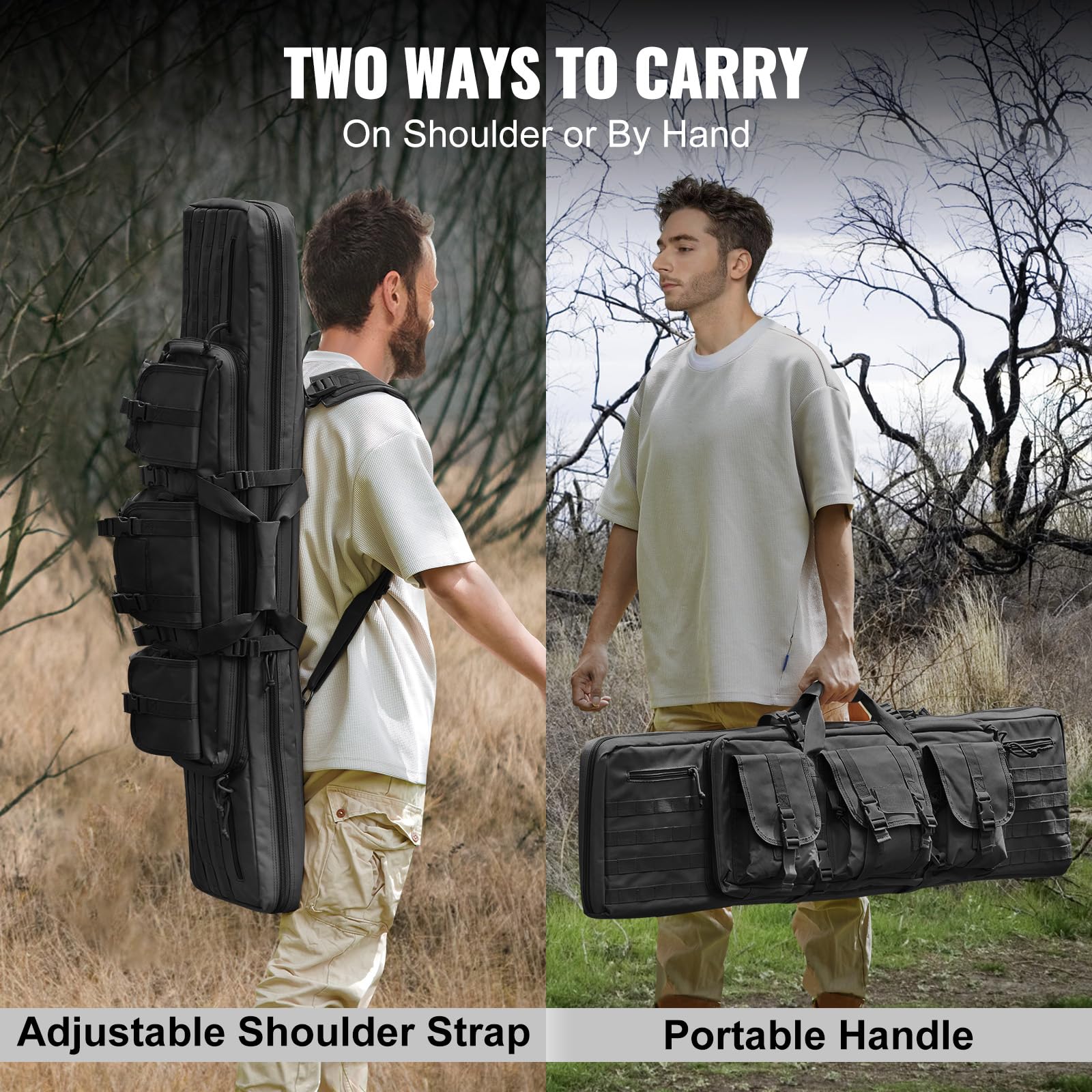 VEVOR Tactical Rifle Gun Case - Waterproof & Durable Shooting Range Bag for Hunting, Airsoft, and Firearm Storage | Perfect for Outdoor Range, Travel, and Secure Weapon Transport