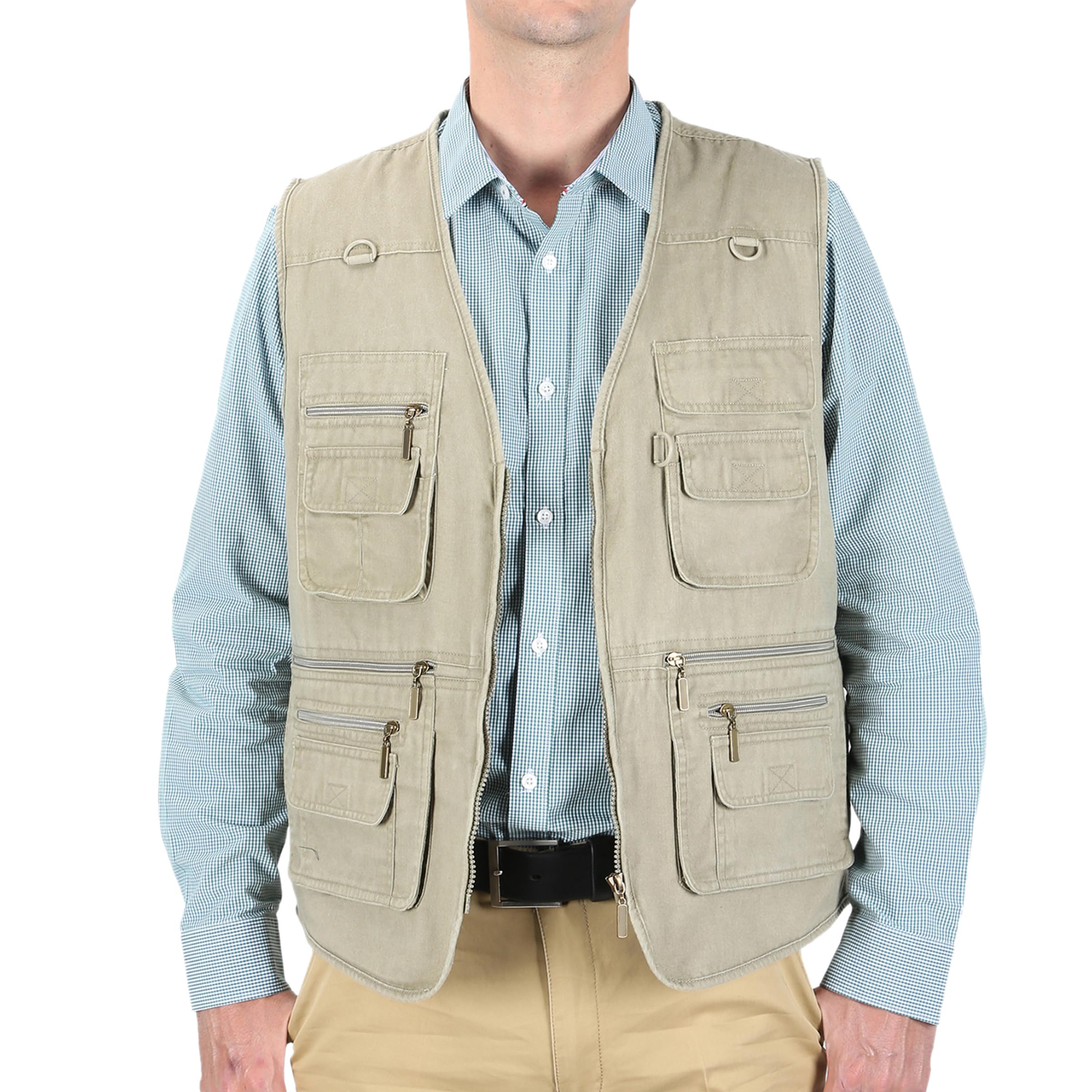 Men's Stone Washed Denim Fishing Vest with Multiple Pockets - Durable Workwear for Outdoor Activities, Hunting, and Casual Wear