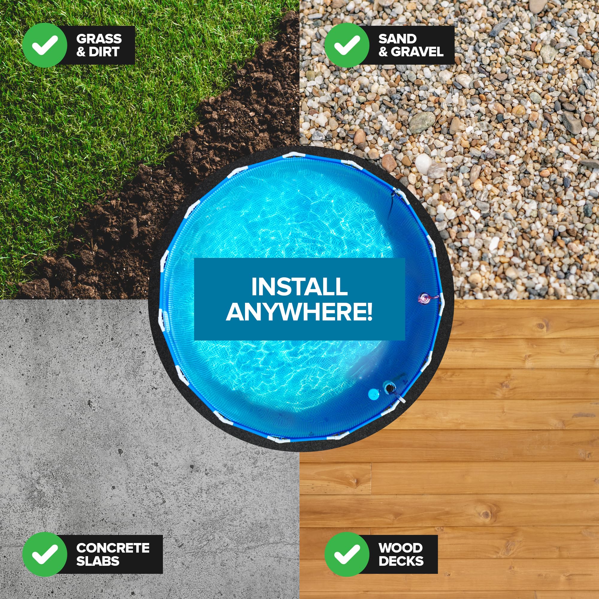 24' Round Heavy Duty Above Ground Pool Liner Pad - Pre-Cut Black Swimming Pool Mat for Puncture Protection | Durable Outdoor Pool Padding for Backyard, Garden & Summer Water Activities