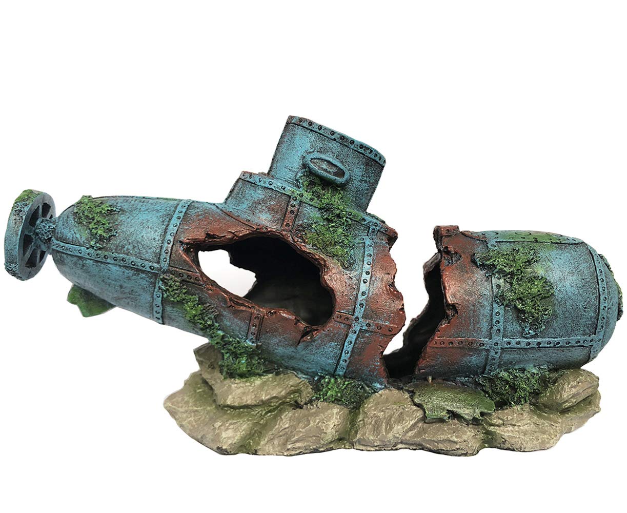 SLOCME Aquarium Submarine Ornaments - Resin Shipwreck Decor, Sunken Ship Model for Fish Tank | Eco-Friendly Underwater Decorations for Freshwater & Saltwater Aquariums | Perfect for Home, Office & Kids' Fish Tank Themes