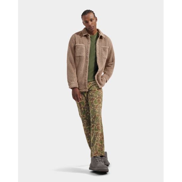 UGG Men's Tasman UGGfluff Snap Shirt in Putty - Cozy Fleece-Lined Button-Up for Casual Wear & Outdoor Adventures