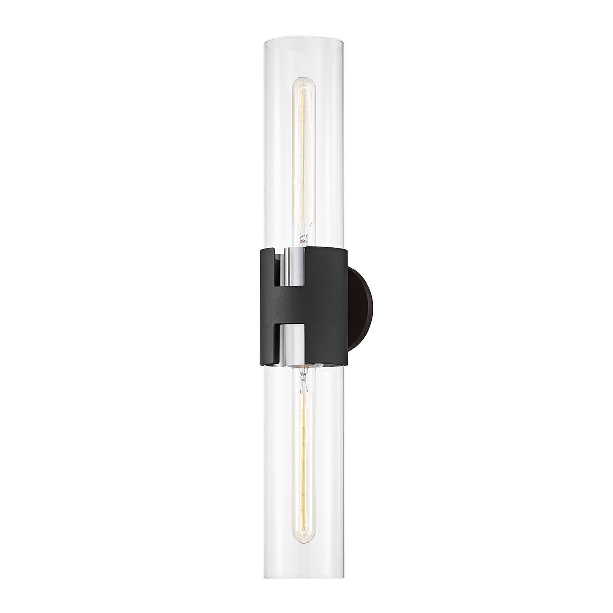 Amado 26 Inch Modern Wall Sconce Light Fixture - Textured Black & Polished Nickel Finish - Perfect for Bedroom, Hallway, and Living Room Lighting