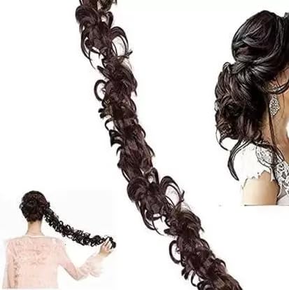 BLUSHIA Heat Resistant Synthetic Hair Wrap - Messy Curly Updo Hairpiece in Chocolate Brown | Perfect for Weddings, Parties & Everyday Styling