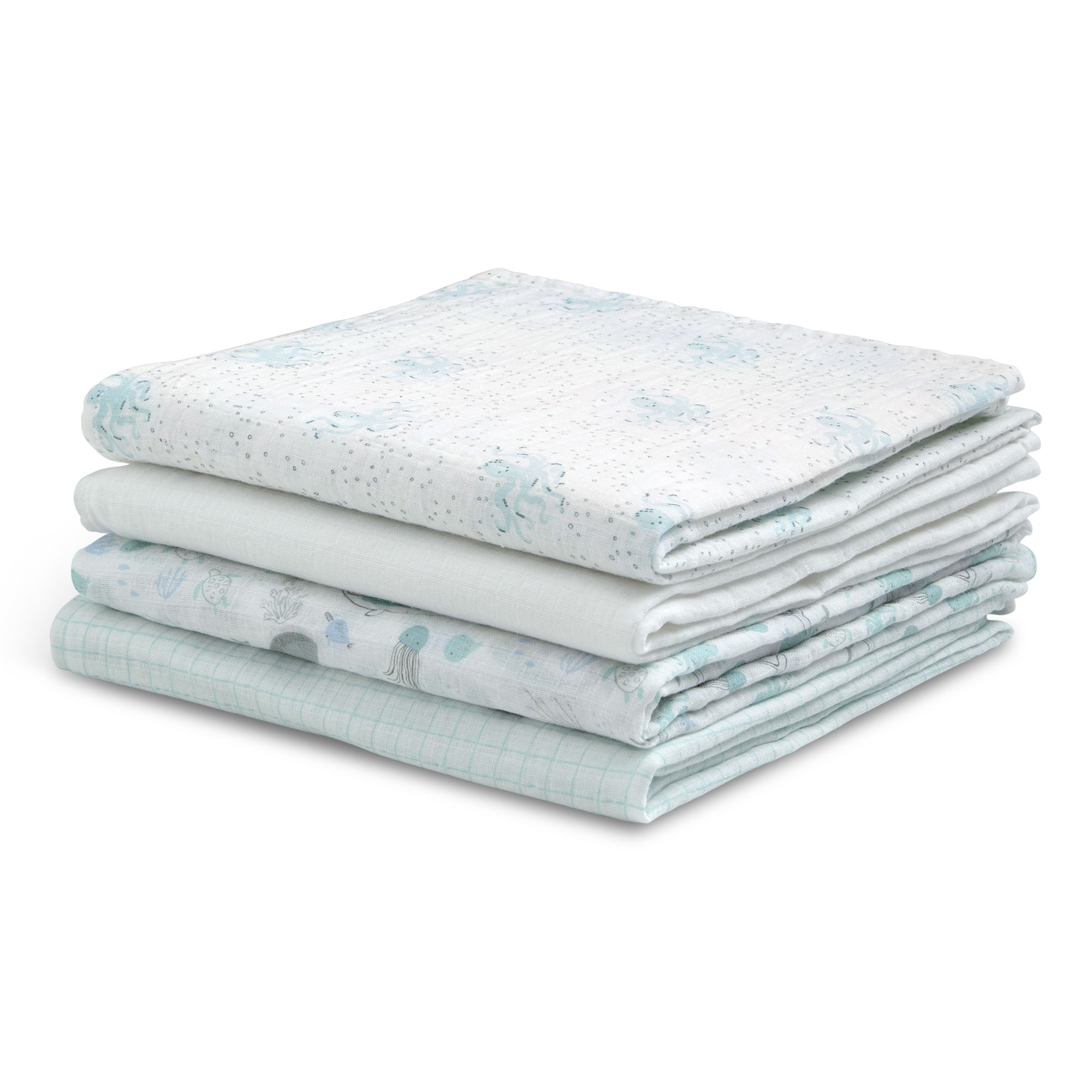 100% Cotton Muslin Baby Receiving Blankets - Soft & Breathable Swaddle Blankets for Newborns, 4 Pack - Perfect for Swaddling, Nursing, Stroller & Photo Shoots