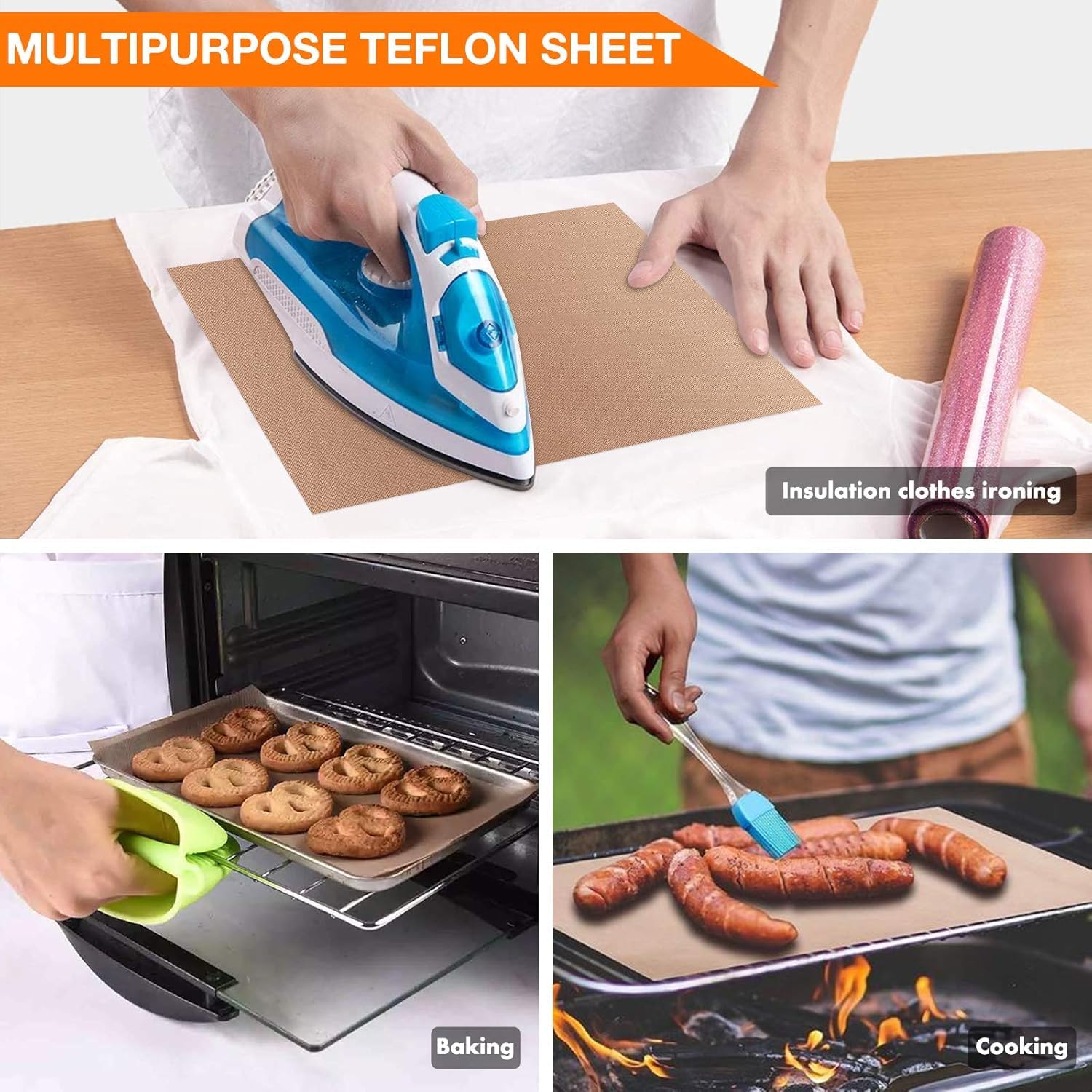 3 Pack Non Stick PTFE Teflon Sheets 16