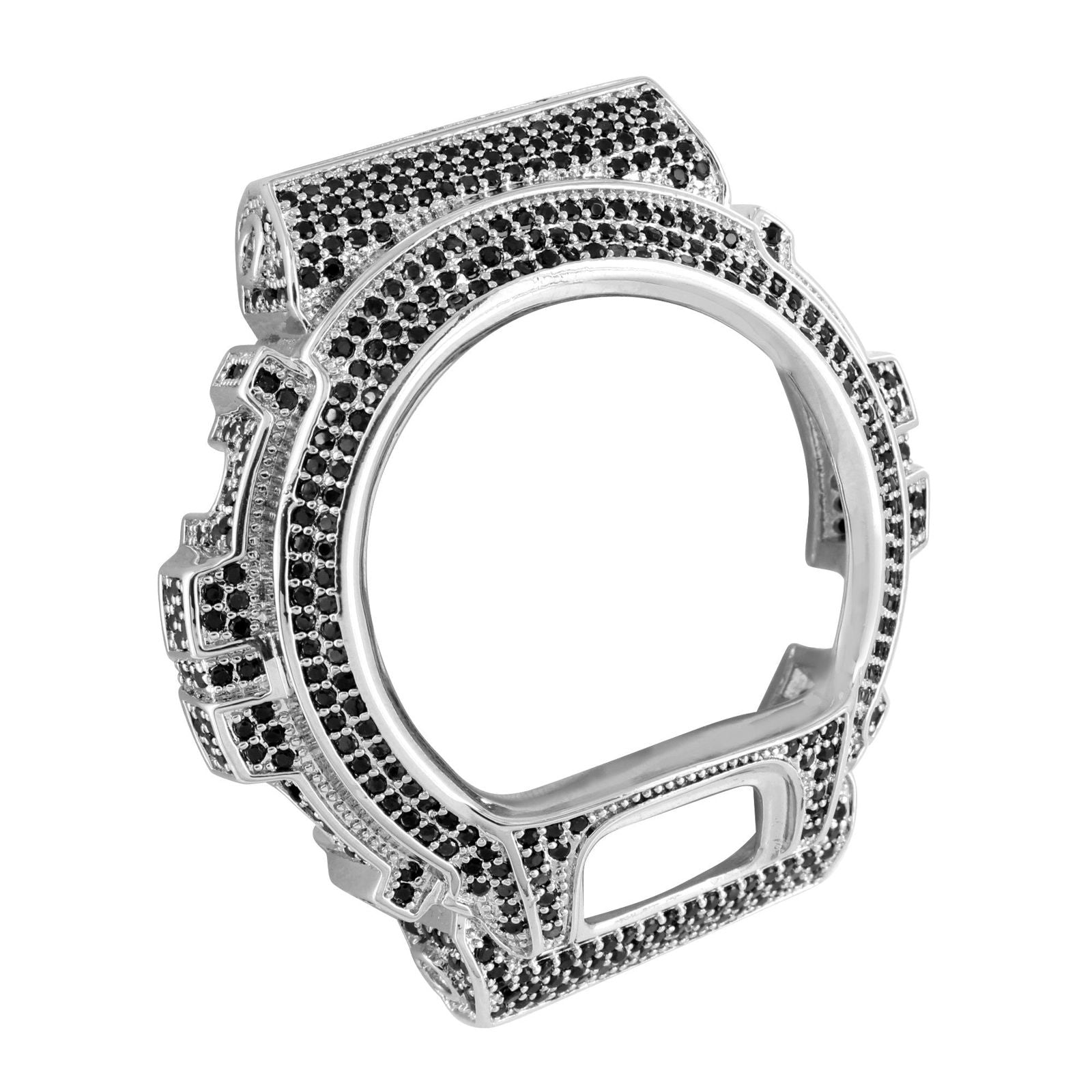 Casio G-Shock DW6900 Black Watch with Simulated Stones & White Gold-Tone Bezel - Durable Digital Sports Watch for Men, Outdoor Activities & Everyday Wear