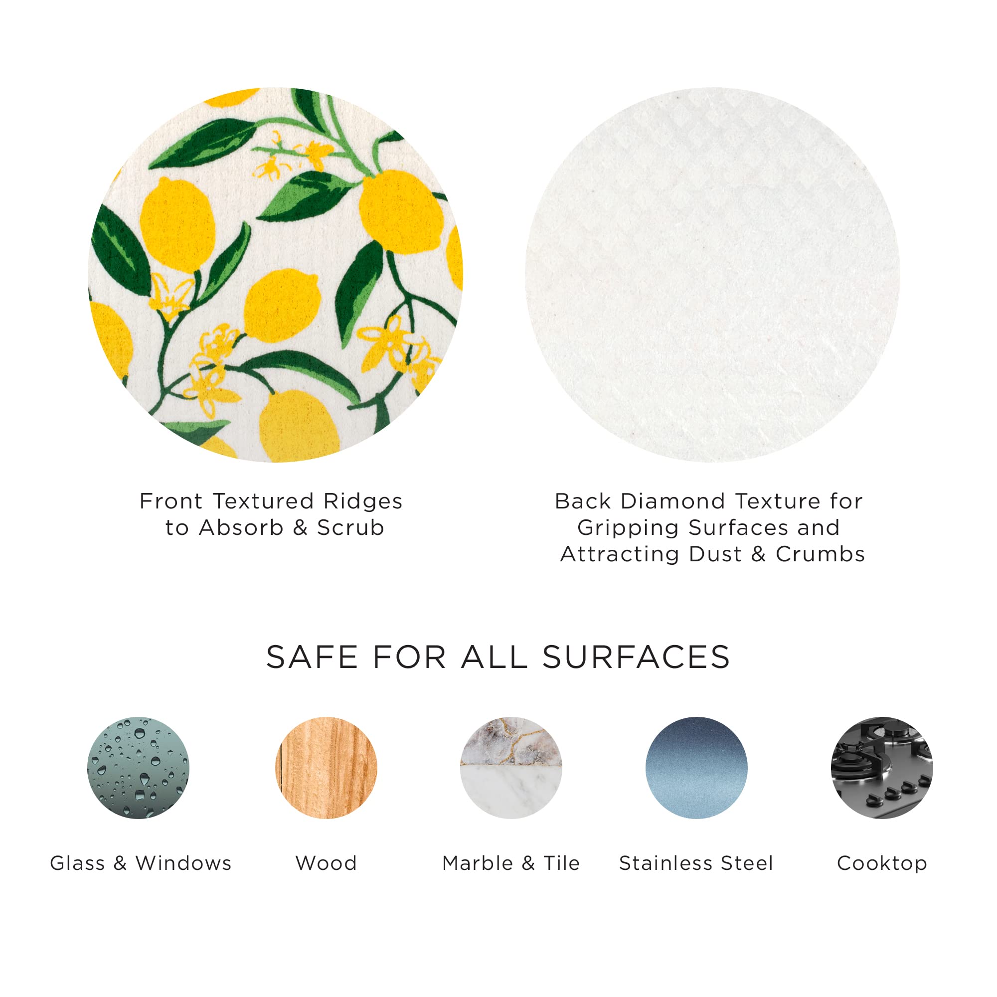 DII Swedish Dishcloths - Reusable & Eco-Friendly Kitchen Cleaning Cloths, Machine Washable & Dishwasher Safe, Biodegradable, 7.75