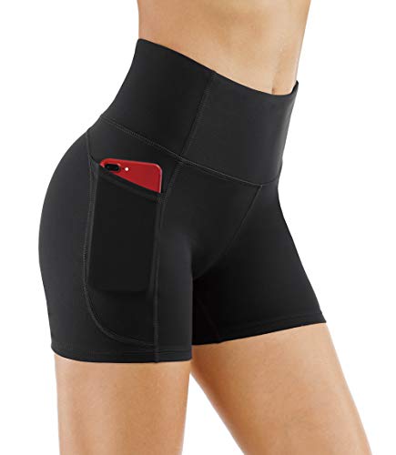 THE GYM PEOPLE High Waist Yoga Shorts for Women - Tummy Control Workout Shorts with Deep Pockets | Perfect for Yoga, Running, Gym & Fitness Training