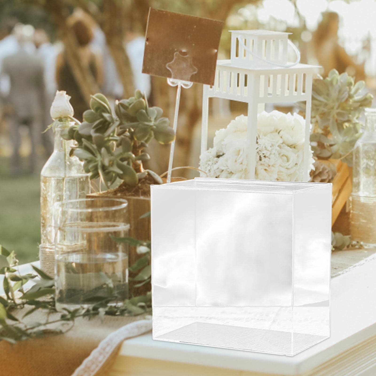 Durable Clear Acrylic Wedding Card Box - Anniversary Gift Holder for Events