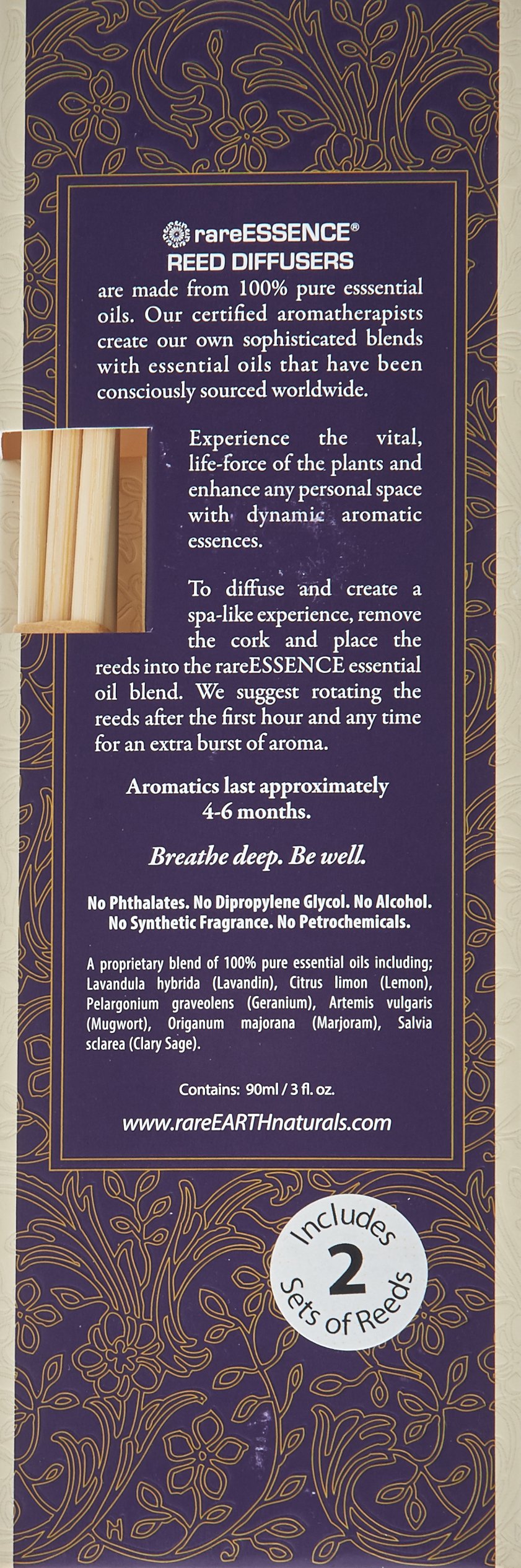 Premium rareEARTH Spa Reed Diffuser - 90ml Aromatherapy Oil Set for Home & Office, Dream Scent - Relaxing Fragrance for Bedroom, Bathroom, Living Room & Workspace