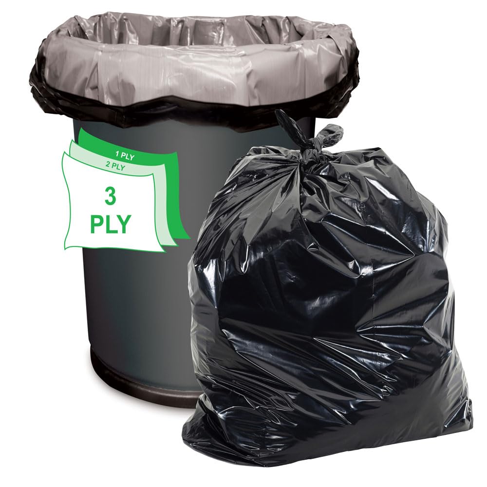 55-60 Gallon Heavy Duty Black Trash Bags (38