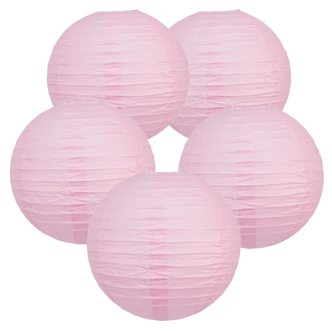 12 Inch Pink Paper Lanterns - Set of 5 Chinese Hanging Lamps for Graduation Party Decor, Birthday Celebrations & Home Festive Lighting