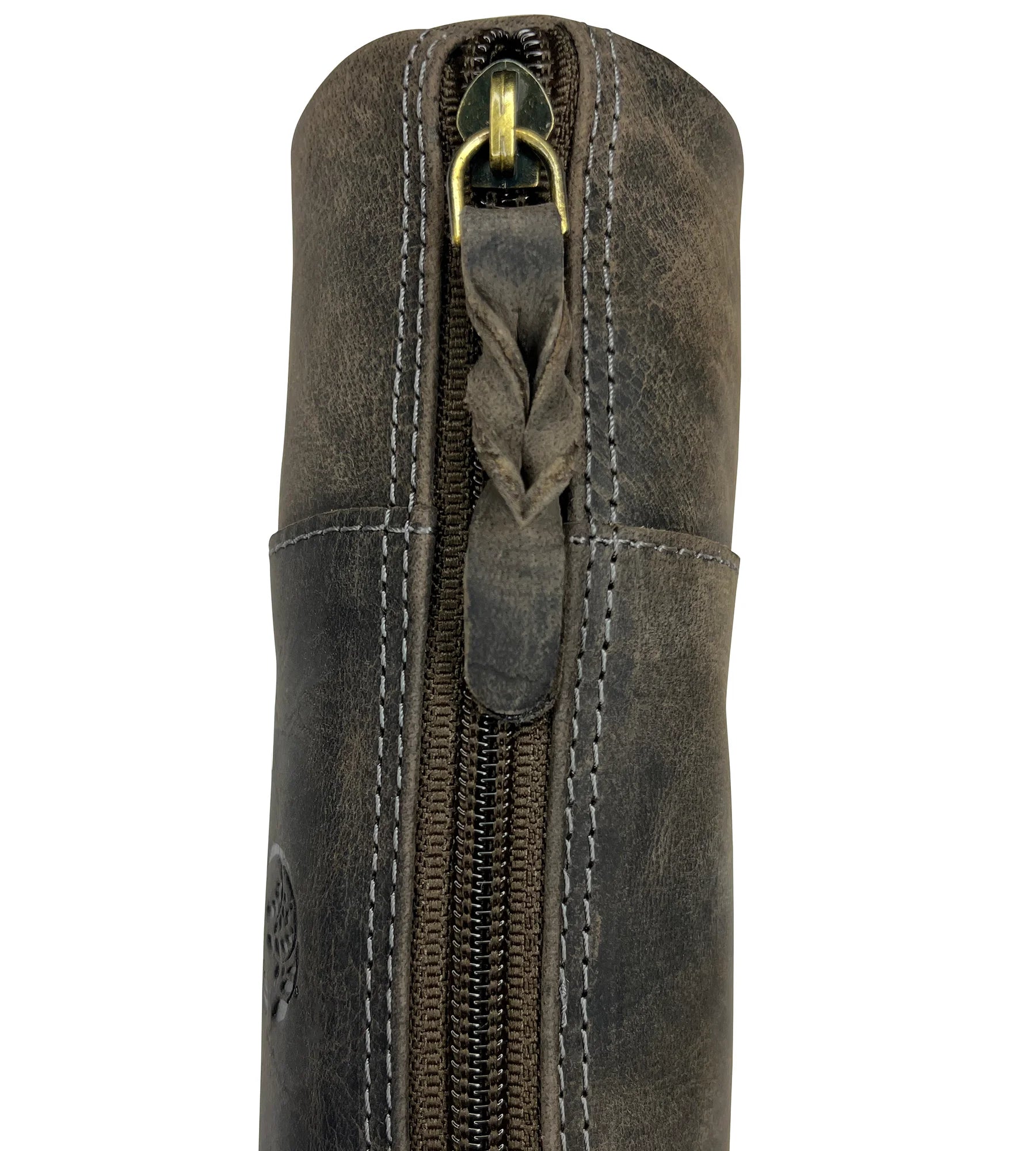 Premium Winnie Leather Zipper Pen Pencil Case - Grey Evening Blue | Stylish Organizer for School, Office & Travel | Perfect for Students, Professionals & Artists