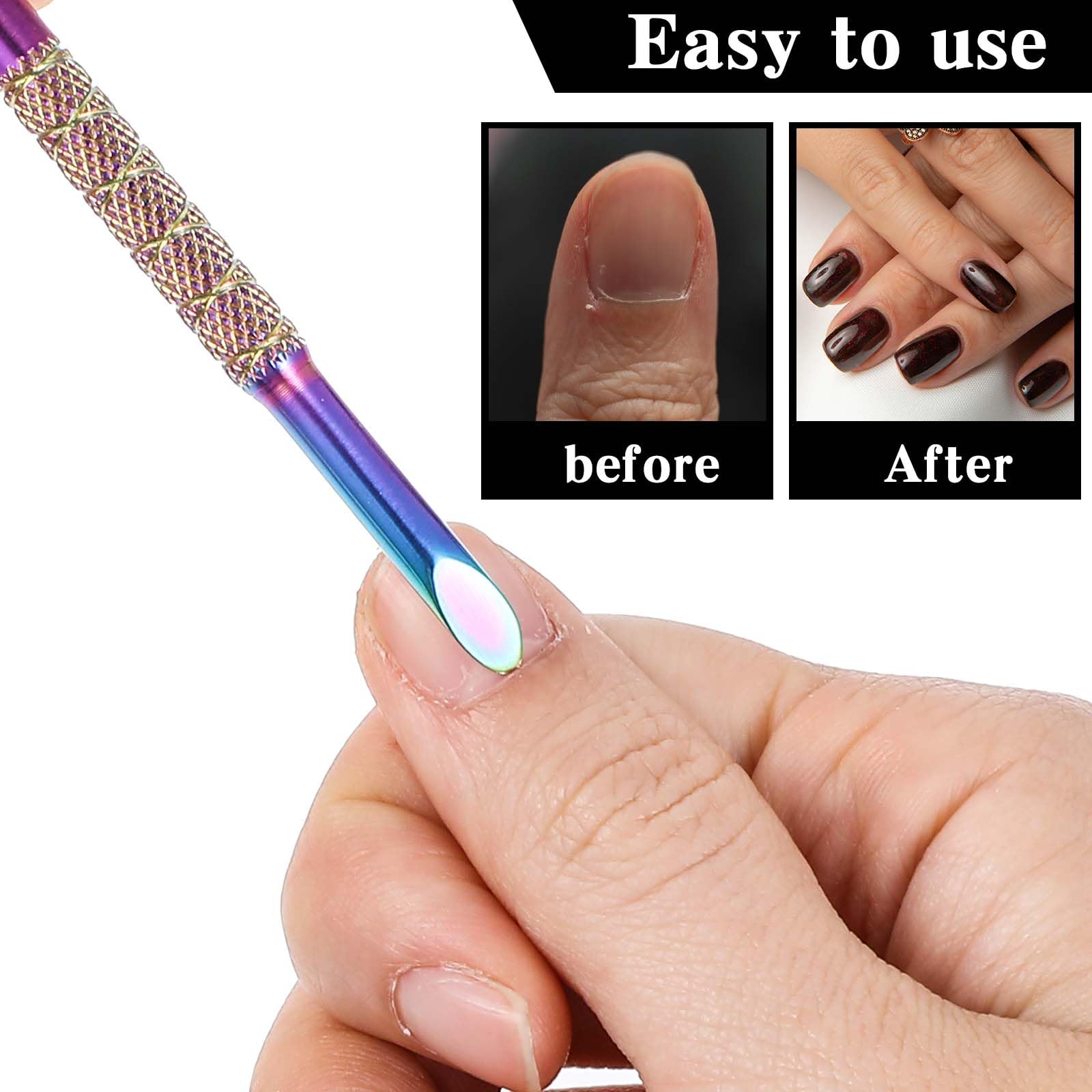 Ouligay 11-Piece Professional Cuticle Remover Tool Set - Stainless Steel Nail Cuticle Pusher & Scraper with 100/180 Grit Sandpaper Sheets - Complete Manicure & Pedicure Kit for Clean, Trimmed Nails - Perfect for Home Nail Care & Salon Professionals