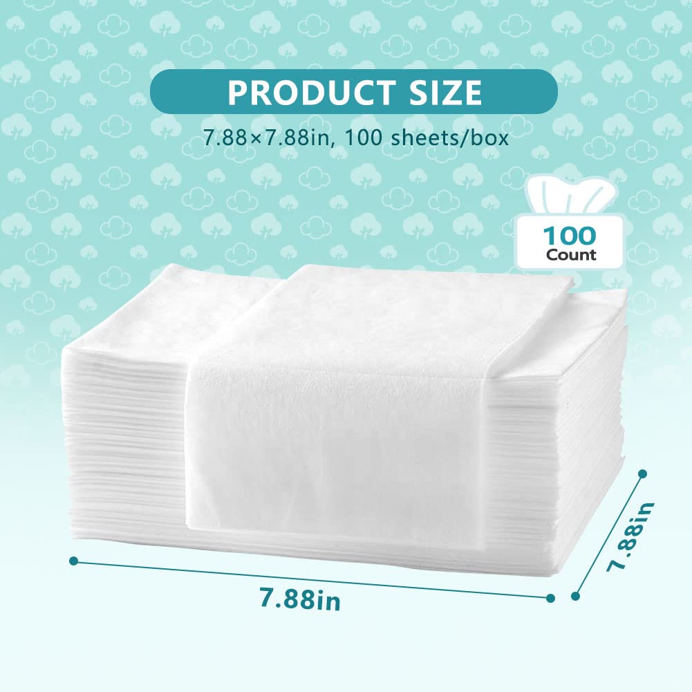 HOMEXCEL Soft Dry Wipe 3 Pack - Unscented Facial Tissues & Disposable Face Towels for Sensitive Skin | Dry & Wet Use for Babies & Adults | Makeup Remover & Facial Cleansing Cloths (300 Count) | Perfect for Travel, Gym & Daily Skincare Routine