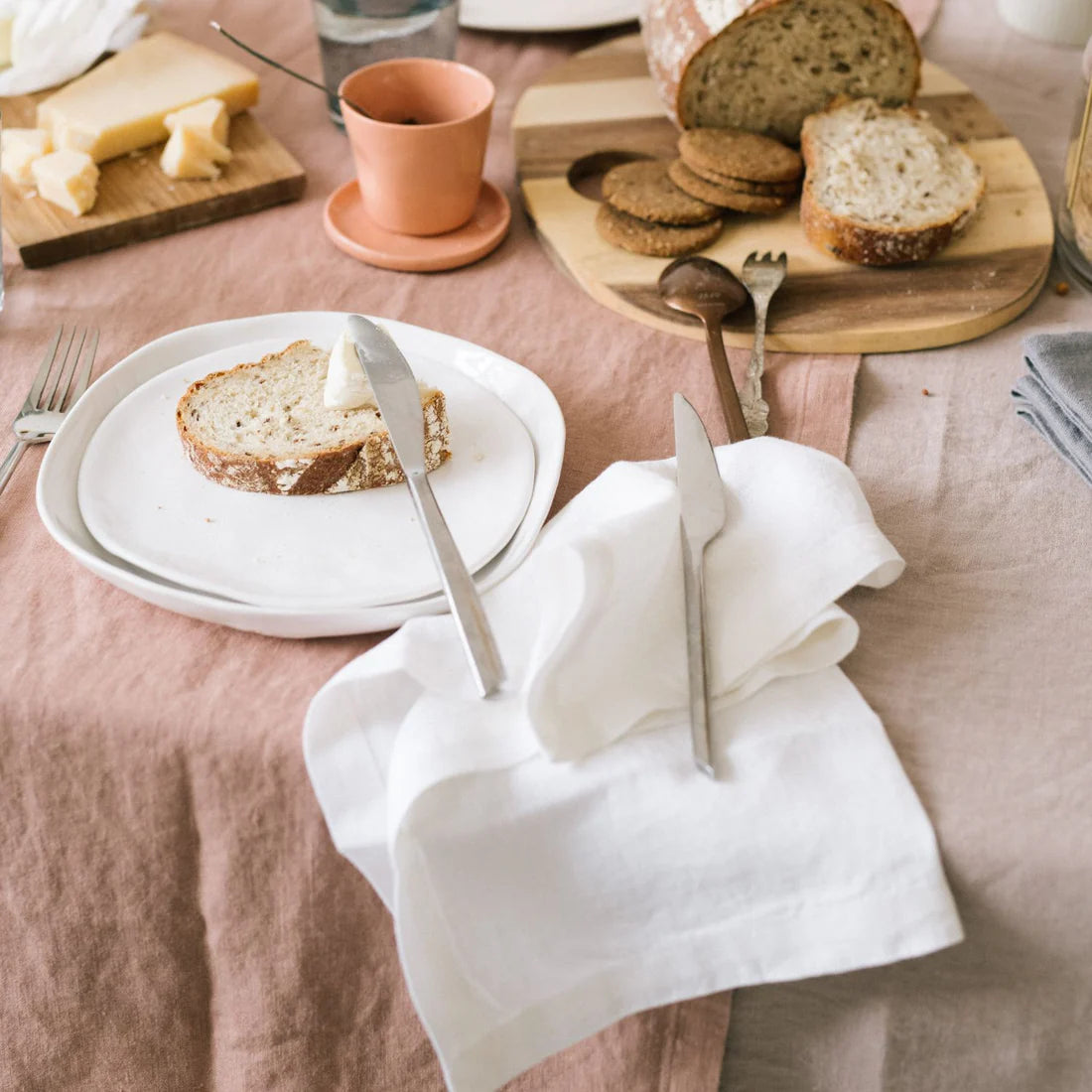 Premium Linen Napkins Set of 2 - Soft Warm White Hemmed Table Linens for Fine Dining, Wedding, and Everyday Elegance