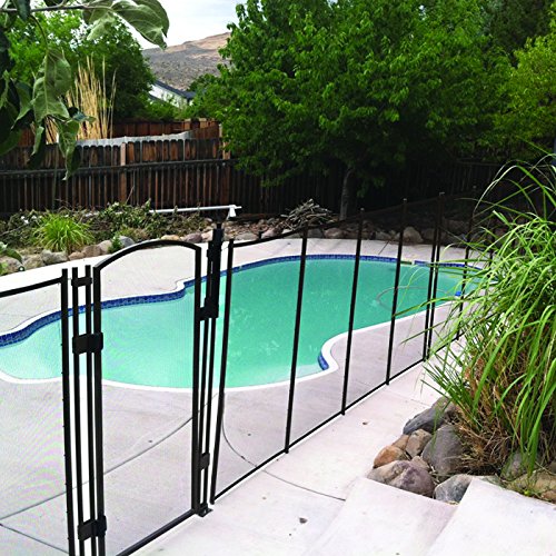 EZ-Guard 4' Tall Self-Closing Safety Pool Fence Gate Kit for In-Ground Pools - Child & Pet Barrier with Mesh Panel (Tan, 4 Feet) - Perfect for Backyard, Swimming Pool & Family Safety Protection
