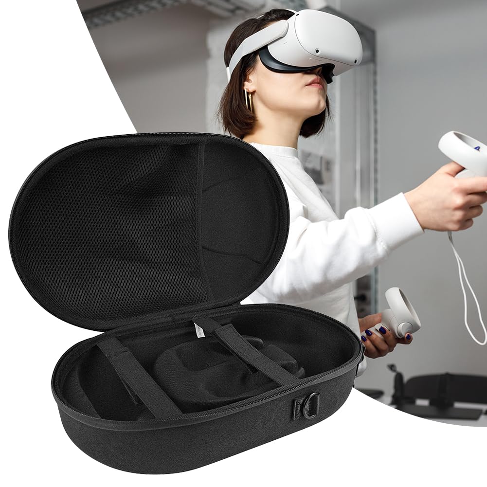 Junerain EVA Travel Storage Case for Meta Quest 3 VR Headset - Adjustable Shoulder Strap, Shockproof & Scratch-Resistant Protective Cover - Perfect for Travel, Gaming, and VR Headset Protection