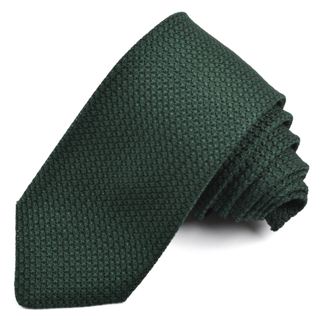 Premium Emerald Green Silk Grenadine Necktie for Men - Luxury Handwoven Formal Tie for Weddings, Business & Special Occasions
